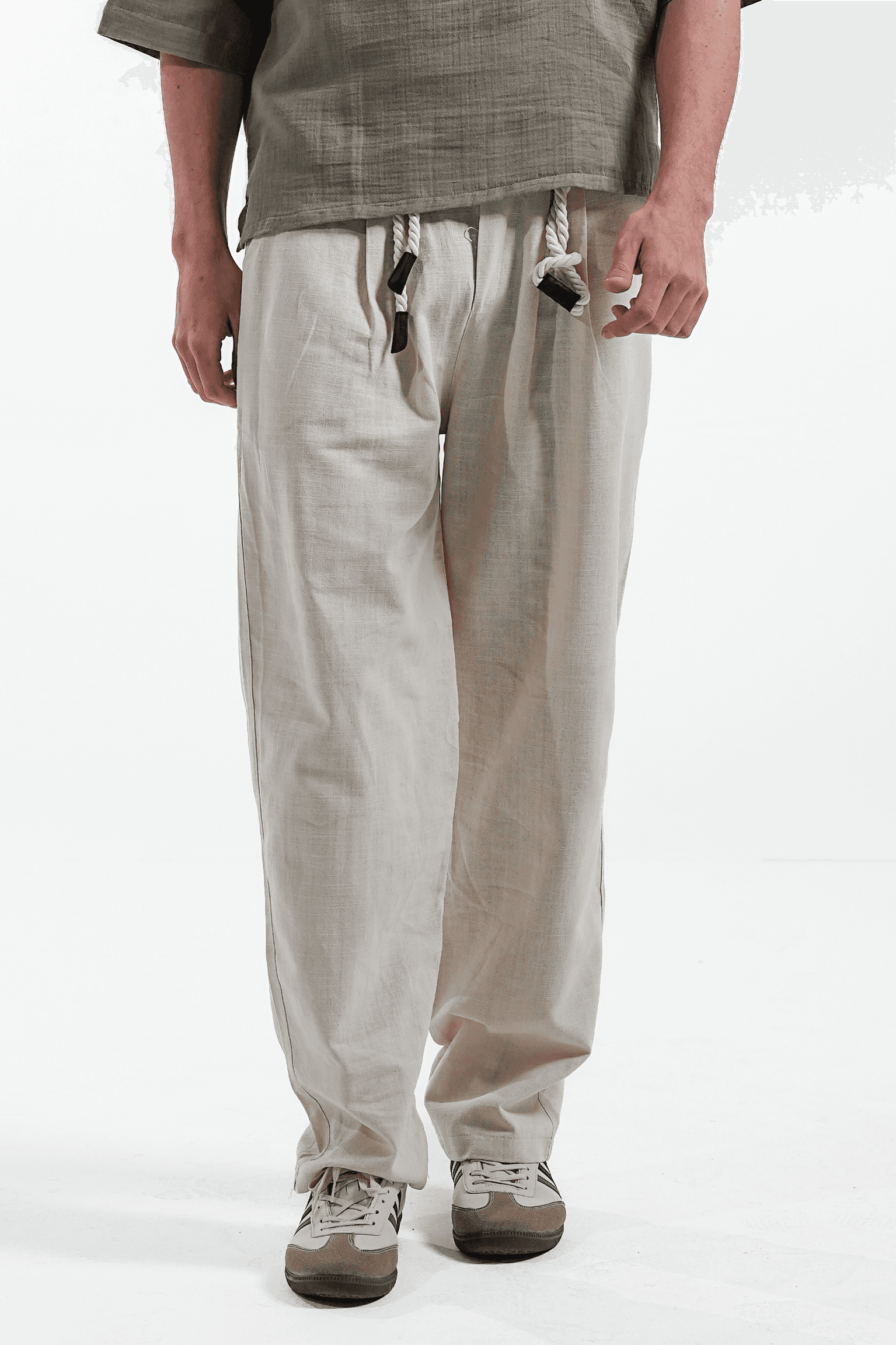 BOHEM KEMERLİ KETEN BAGGY - Bej