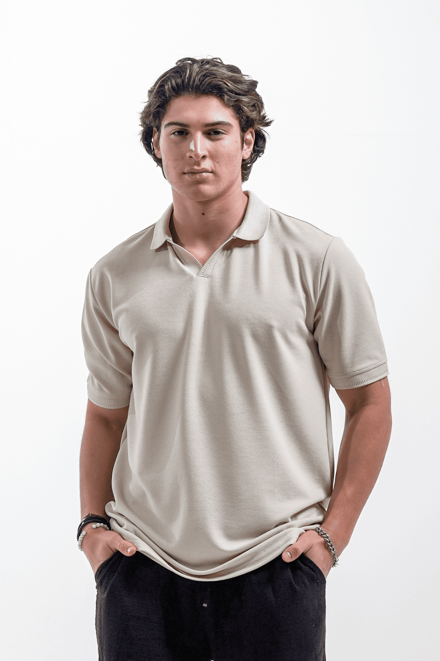 MODAL POLO YAKA  T-SHIRT - Bej