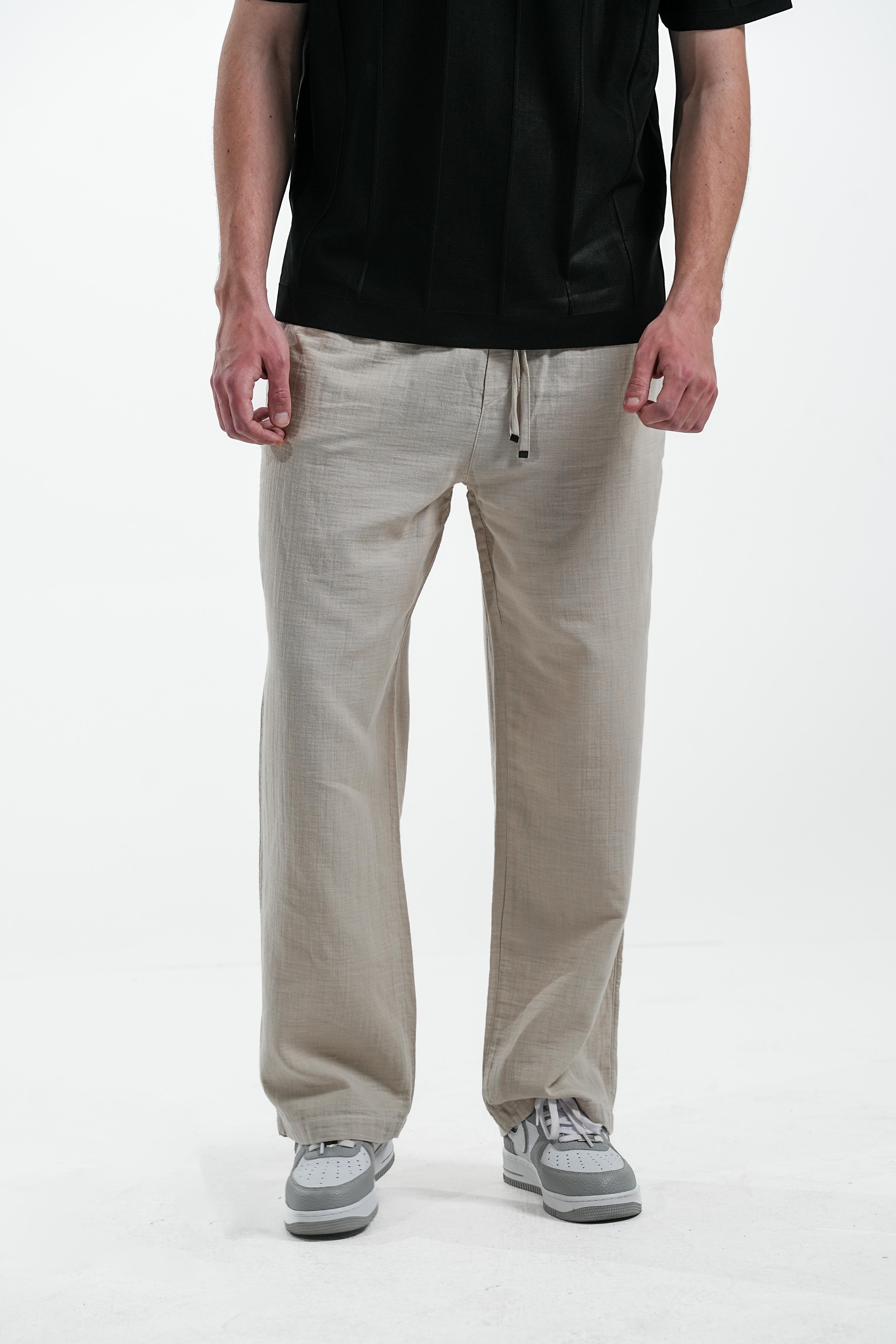  MUSLIN KETEN PANTOLON BAGGY - Bej