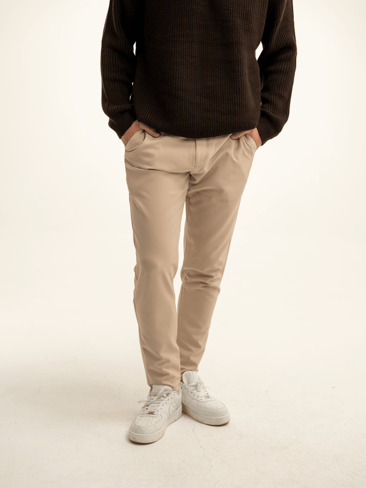 Erkek Slim Fit Kumaş Pantolon - Bej