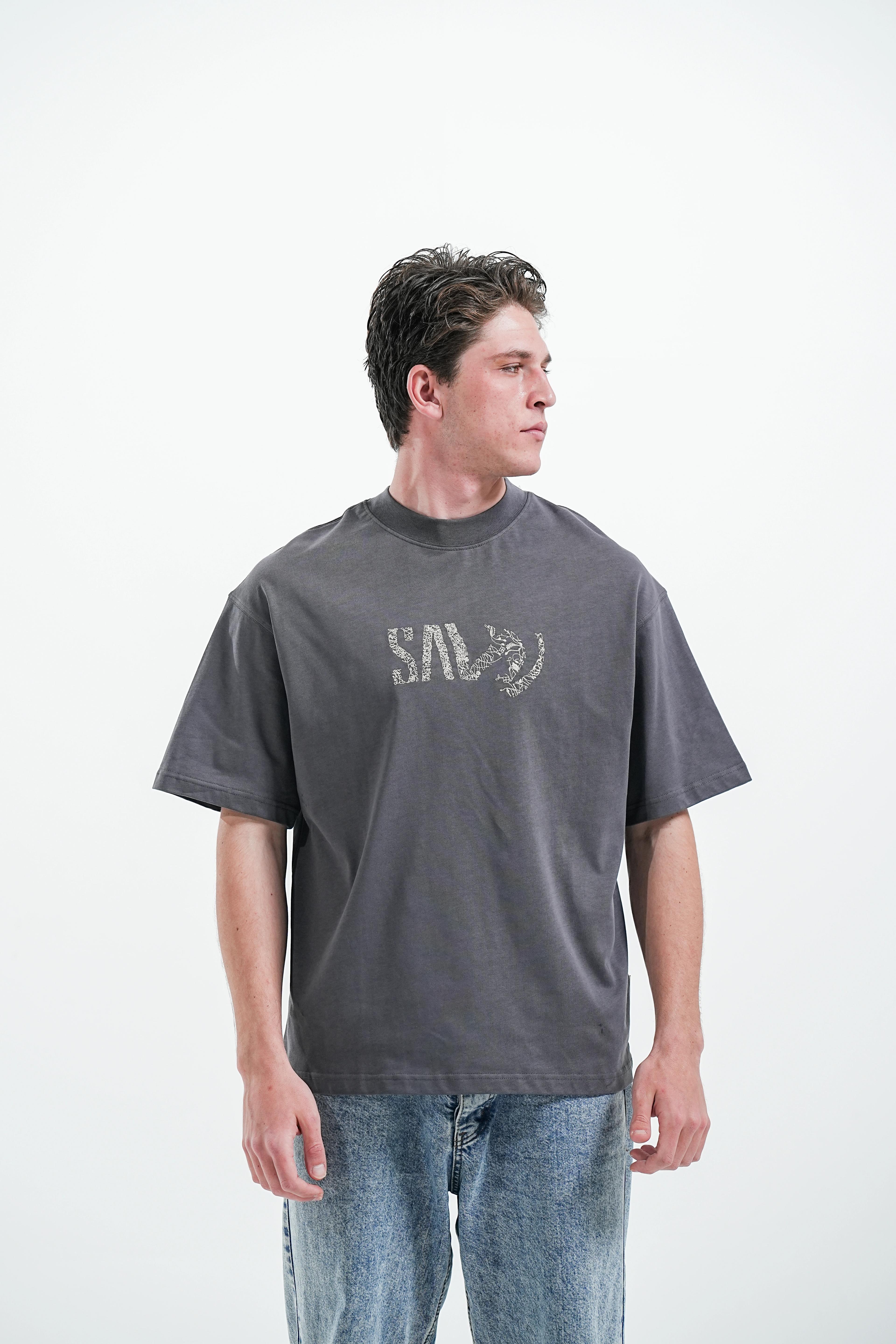 SAW DESENLİ T-SHIRT - Gri