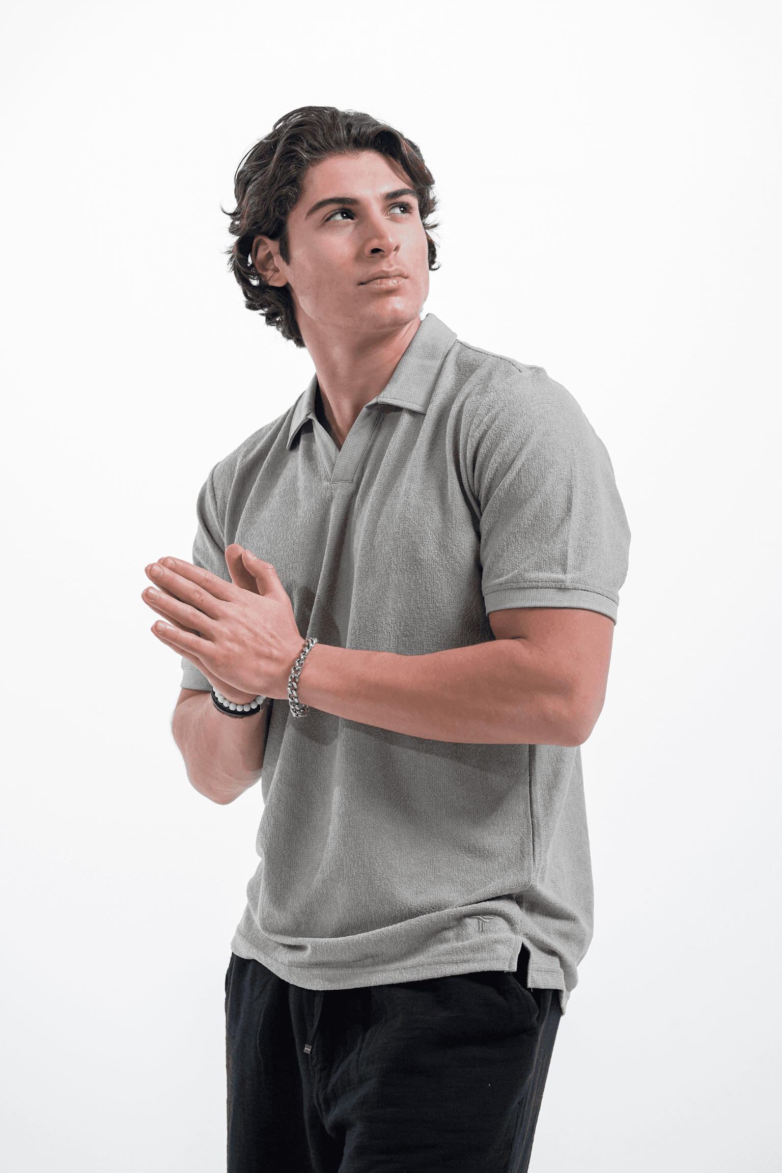 MODAL POLO YAKA  T-SHIRT - Füme