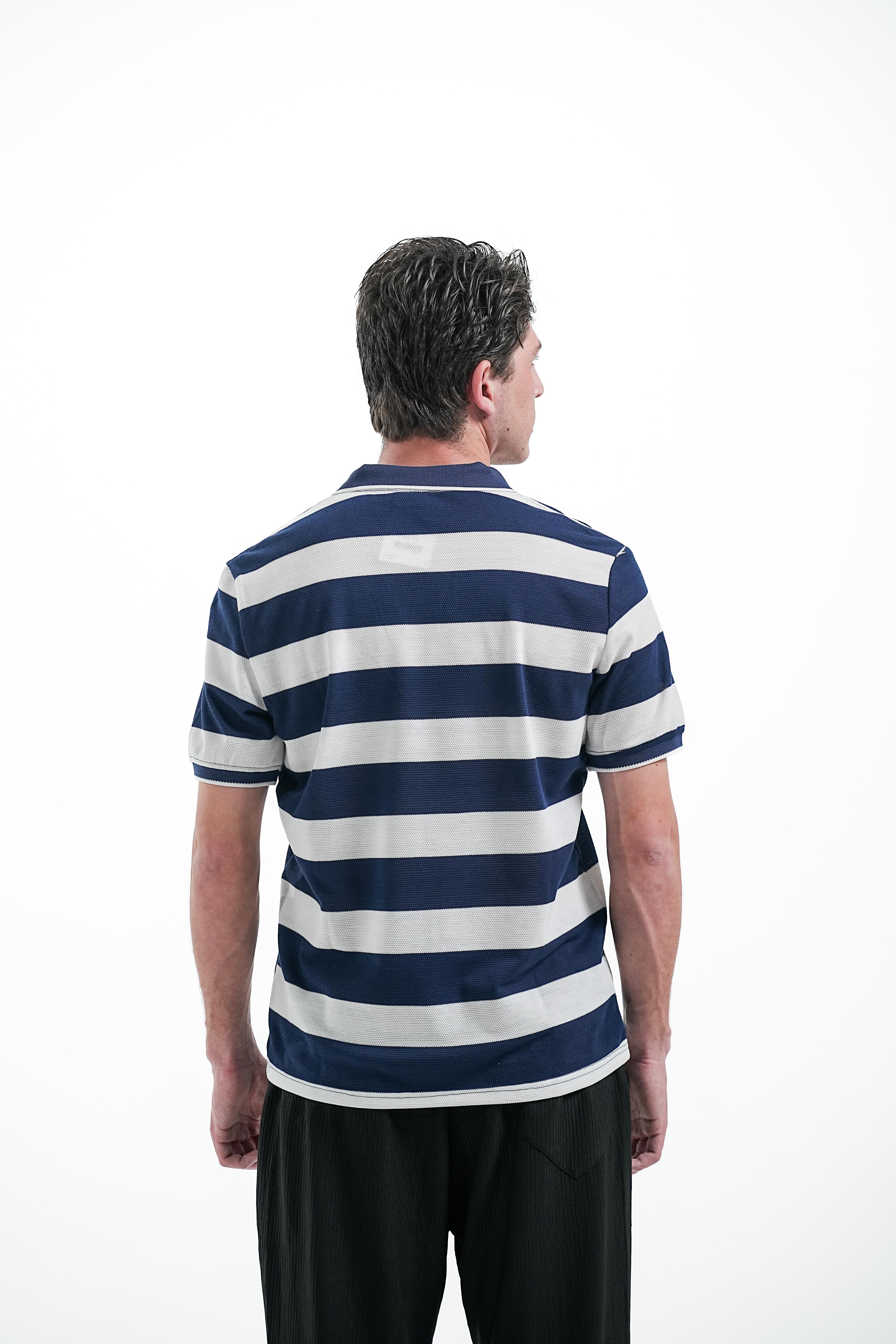 ÇİZGİLİ MERSERİZE  KUMAŞ POLO YAKA T-SHIRT