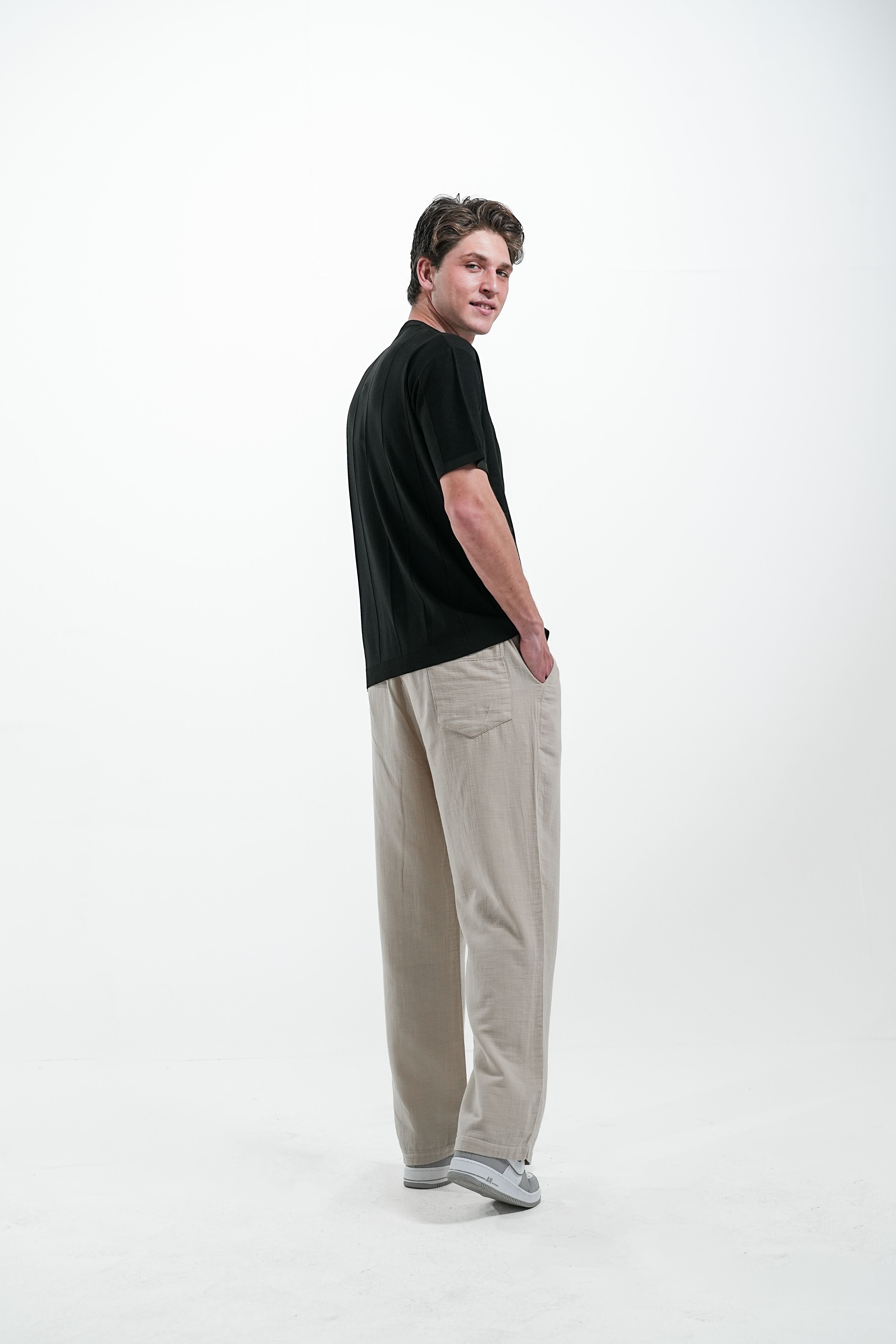  MUSLIN KETEN PANTOLON BAGGY - Bej