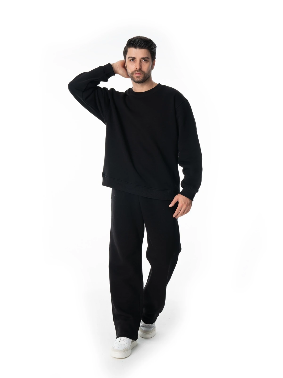 Erkek Sıfır Yaka Basic Sweatshirt