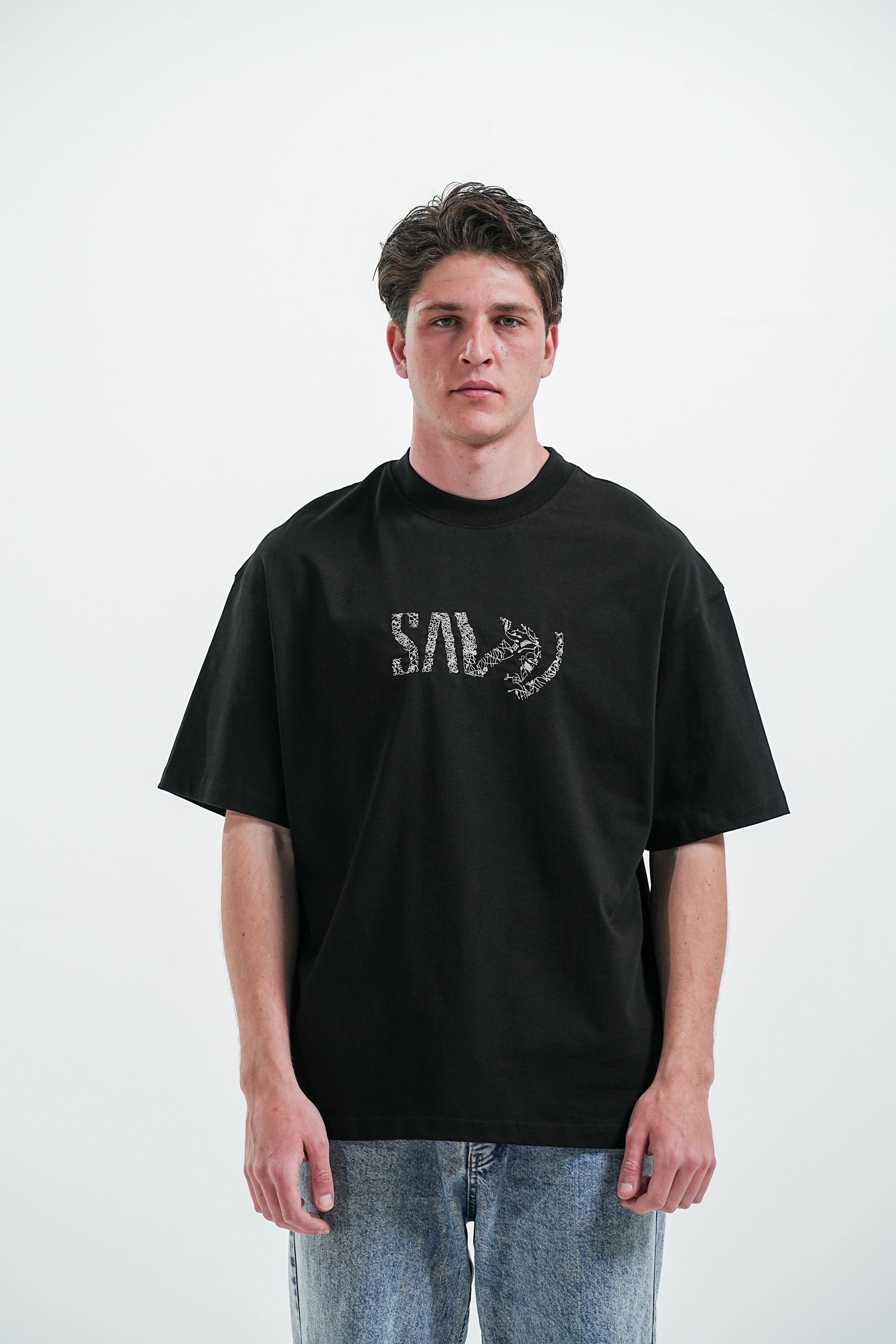 SAW DESENLİ T-SHIRT - Siyah