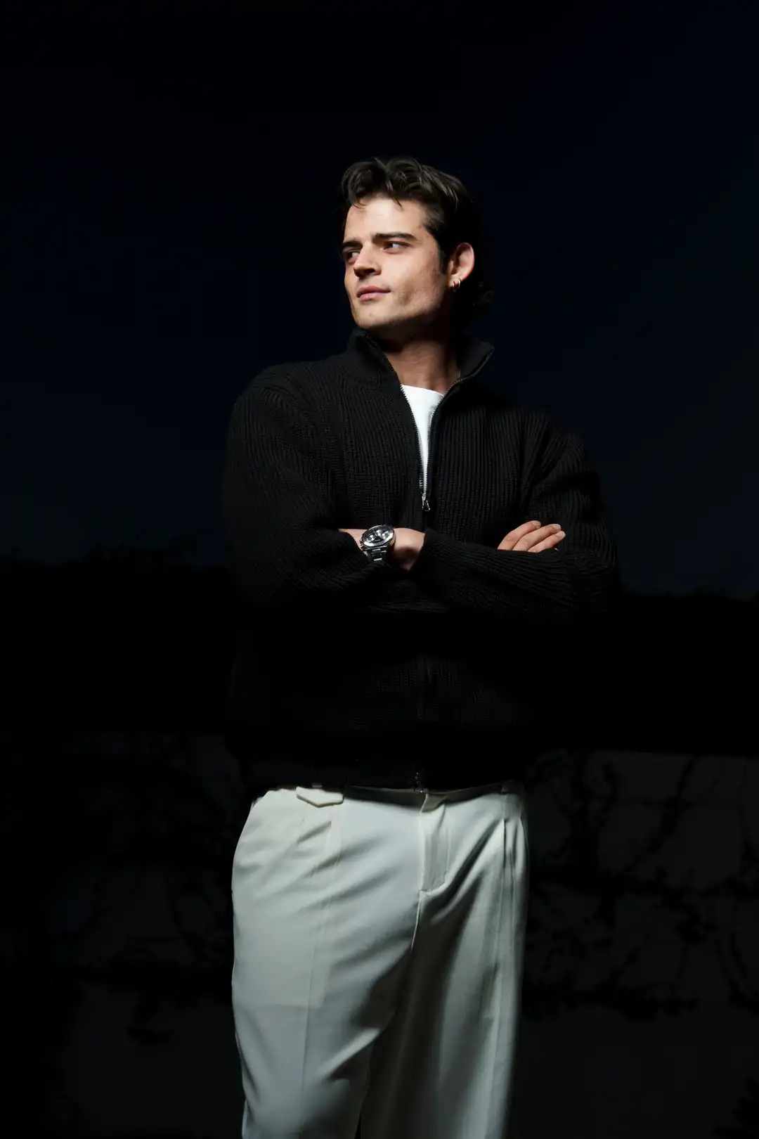 Erkek Fermuarlı Cep Detaylı Triko Ceket