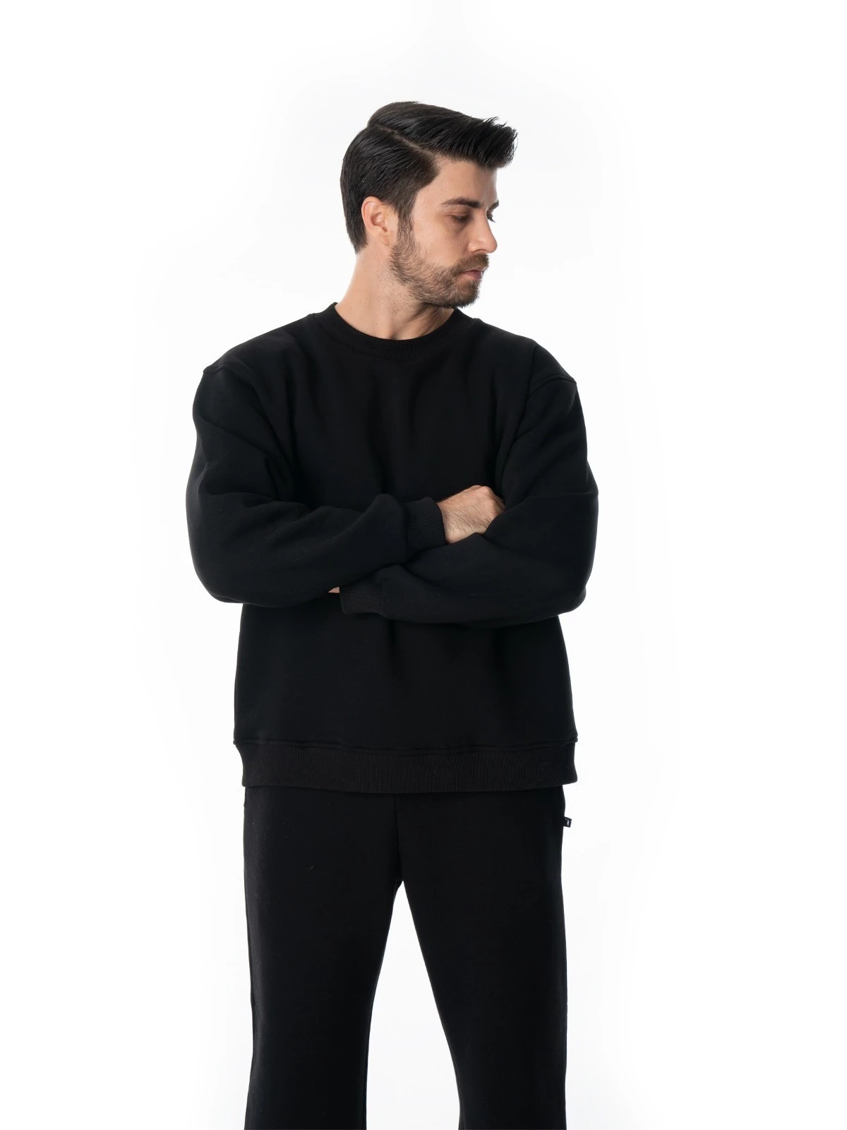 Erkek Sıfır Yaka Basic Sweatshirt