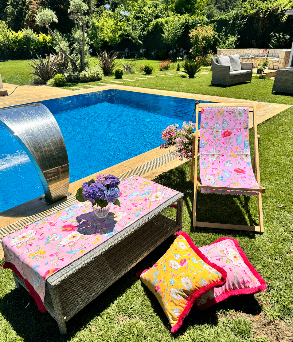 ÇİÇEK DESEN SAÇAKLI RUNNER - PEMBE 