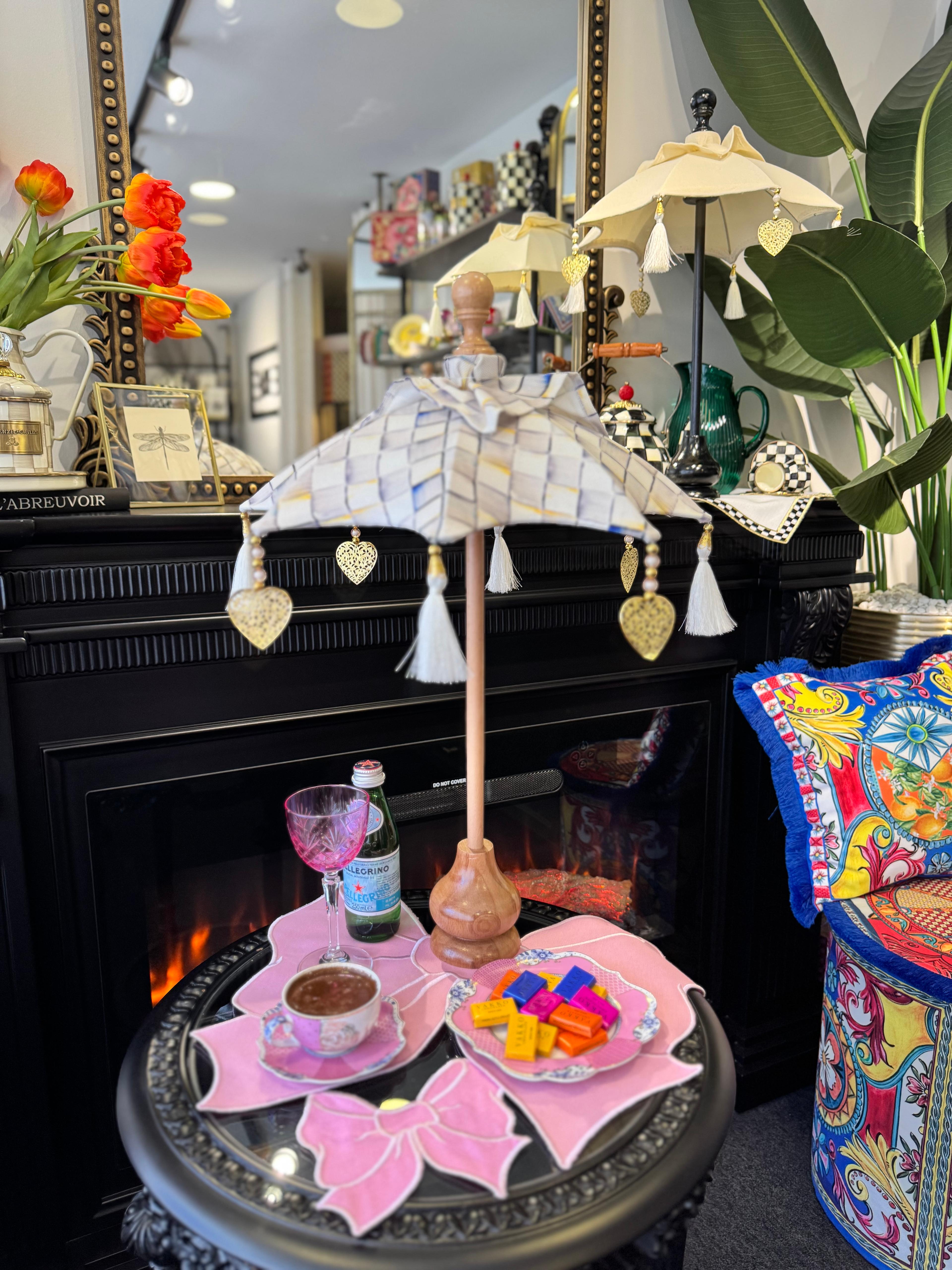 GRİ DAMALI BALİ ŞEMSİYESİ