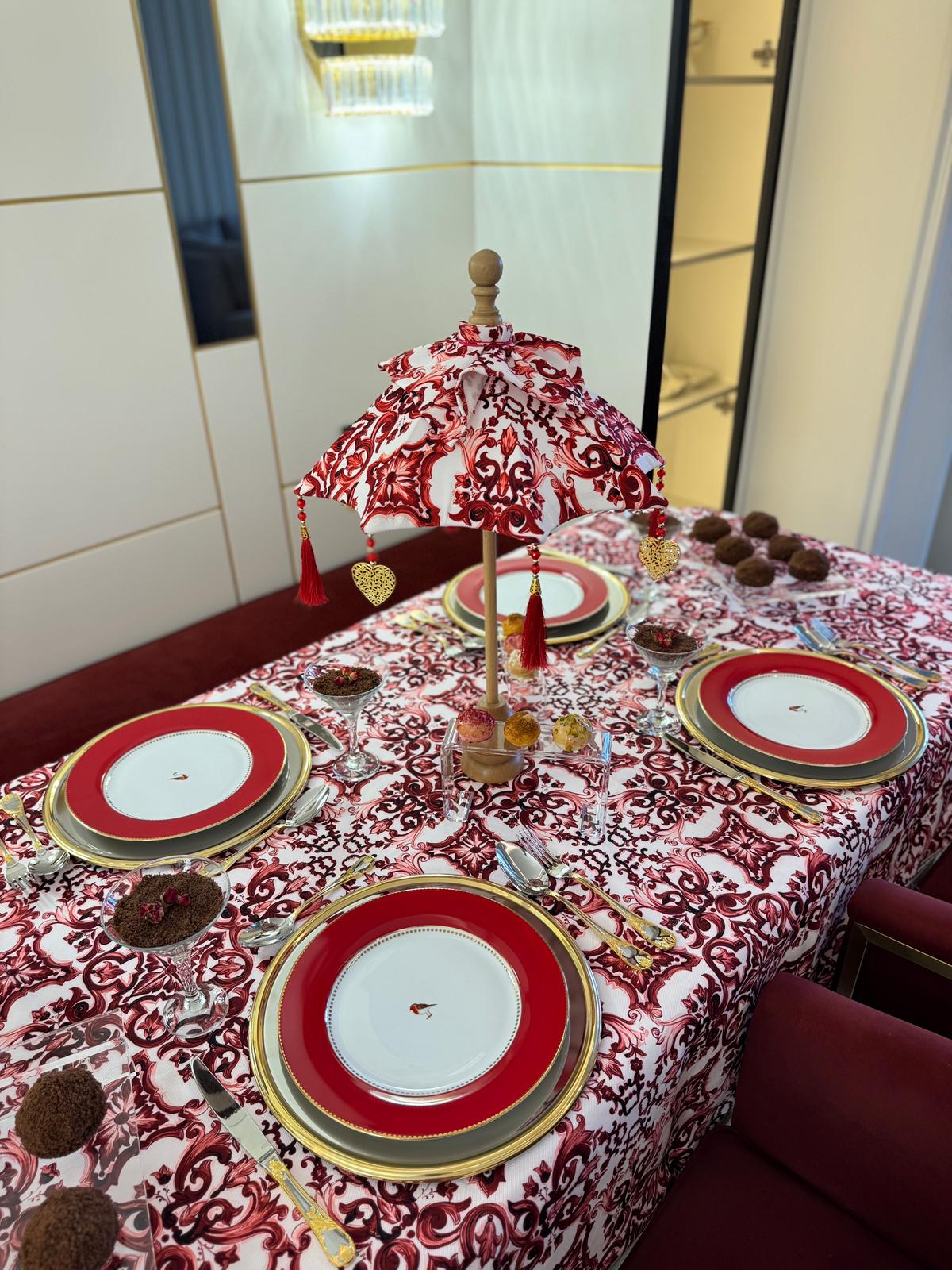 MARSİLYA MASA ÖRTÜSÜ - BORDO 