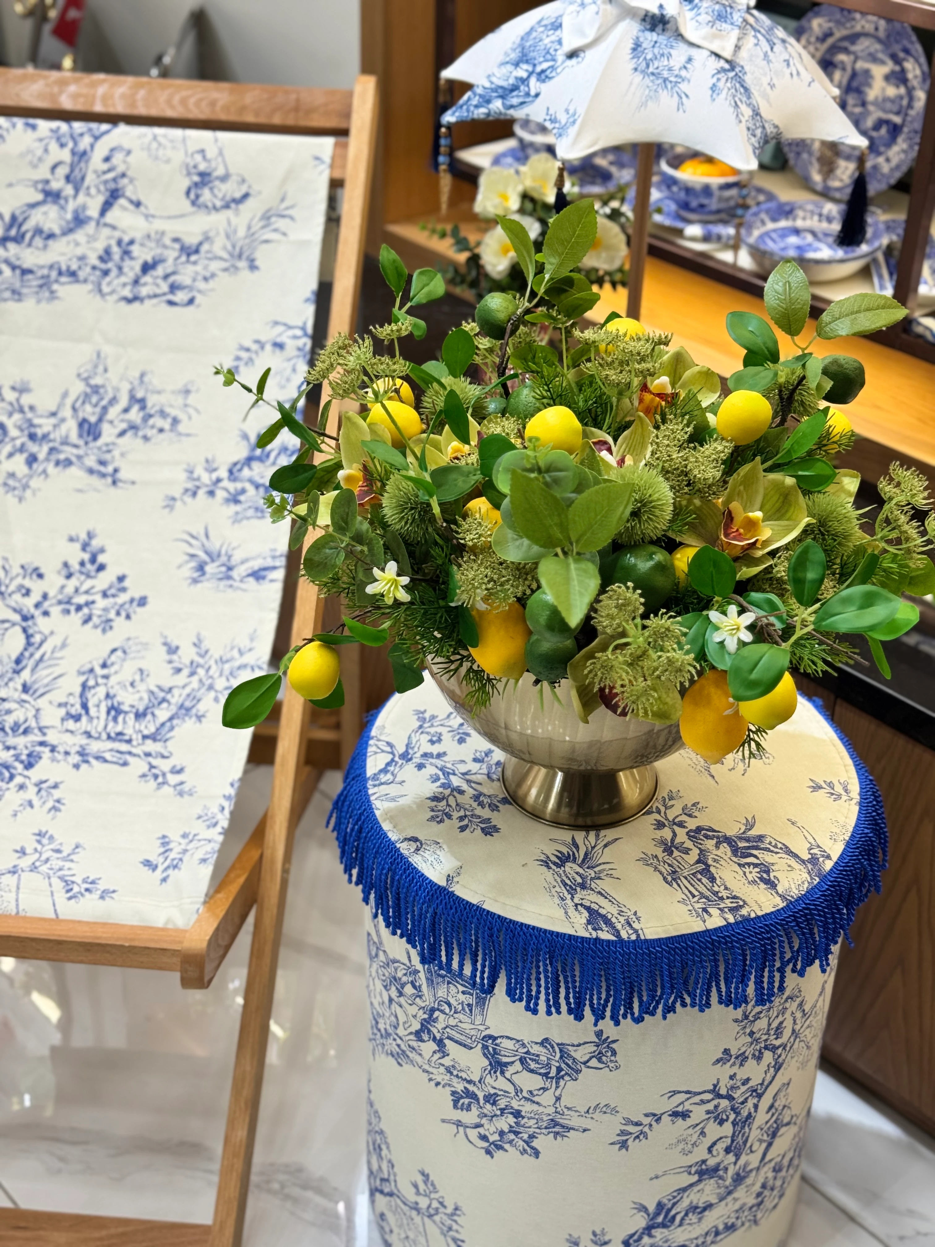 İTALYAN ESİNTİSİ PUF - MAVİ