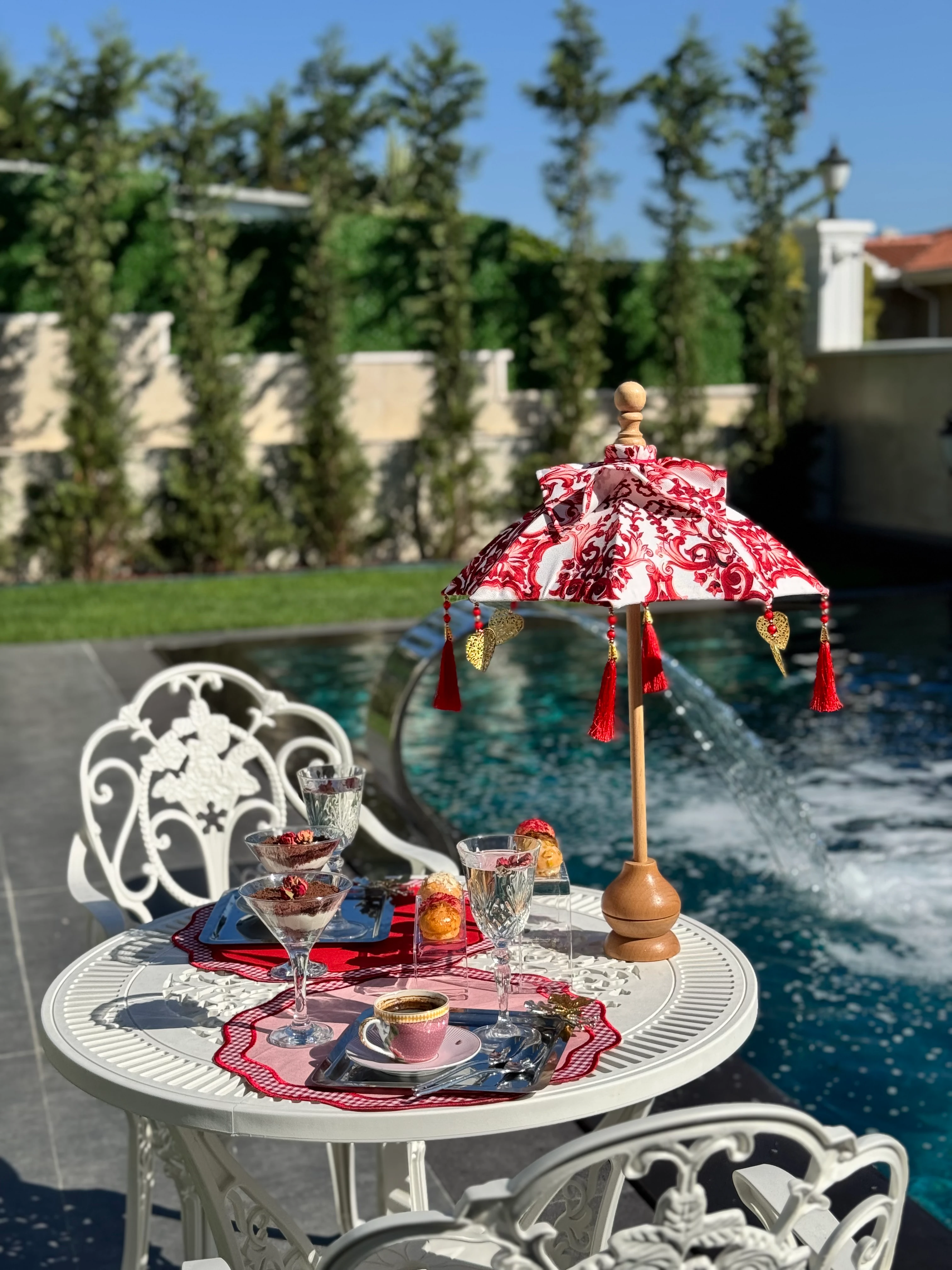 MARSİLYA BALİ ŞEMSİYESİ - BORDO