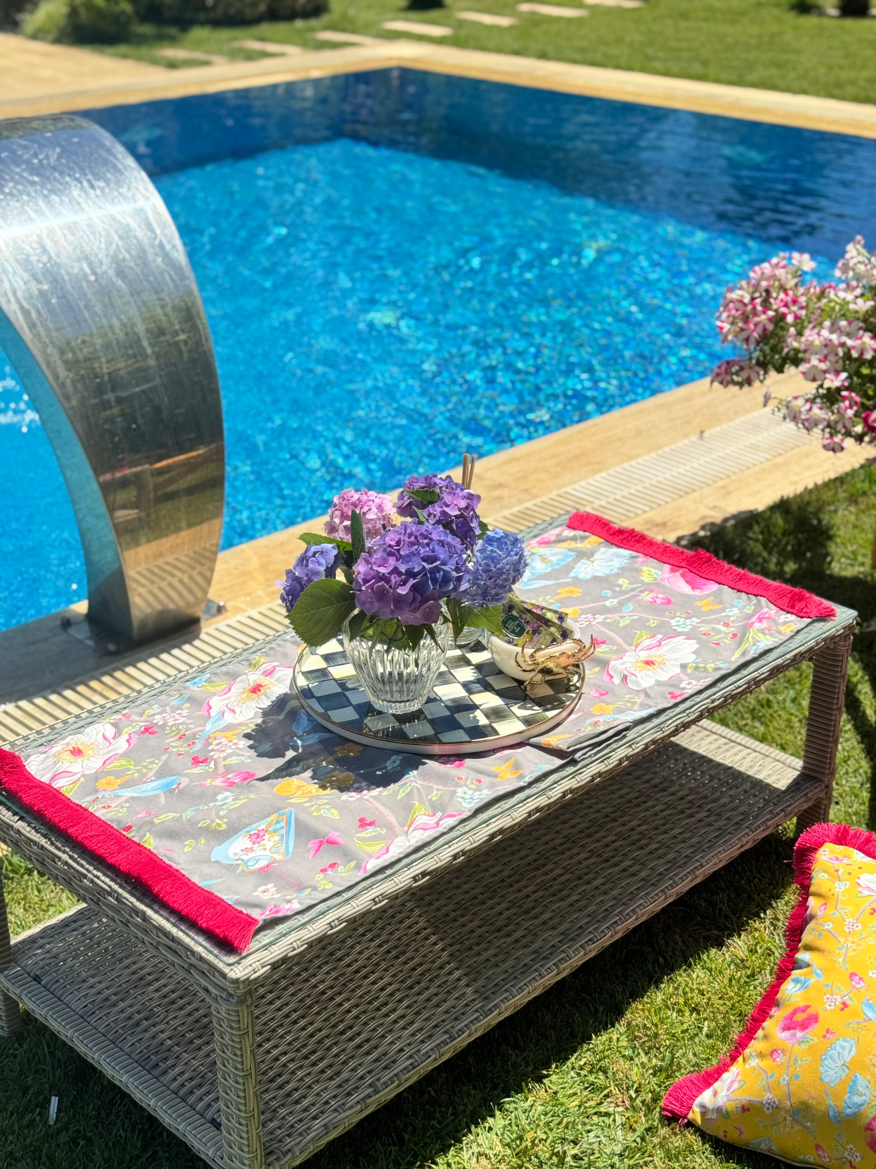 ÇİÇEK DESEN SAÇAKLI RUNNER - BEJ