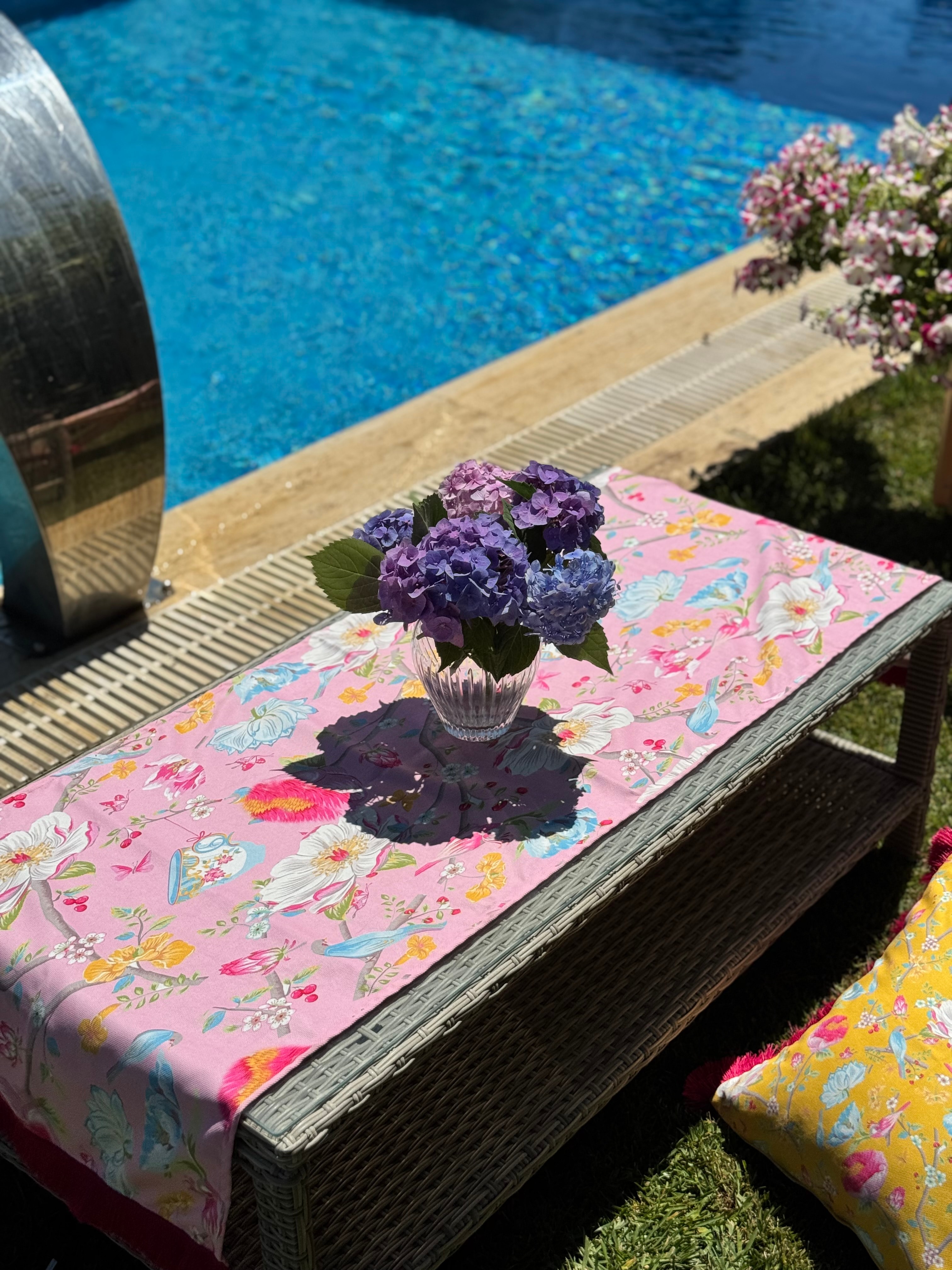 ÇİÇEK DESEN SAÇAKLI RUNNER - PEMBE 