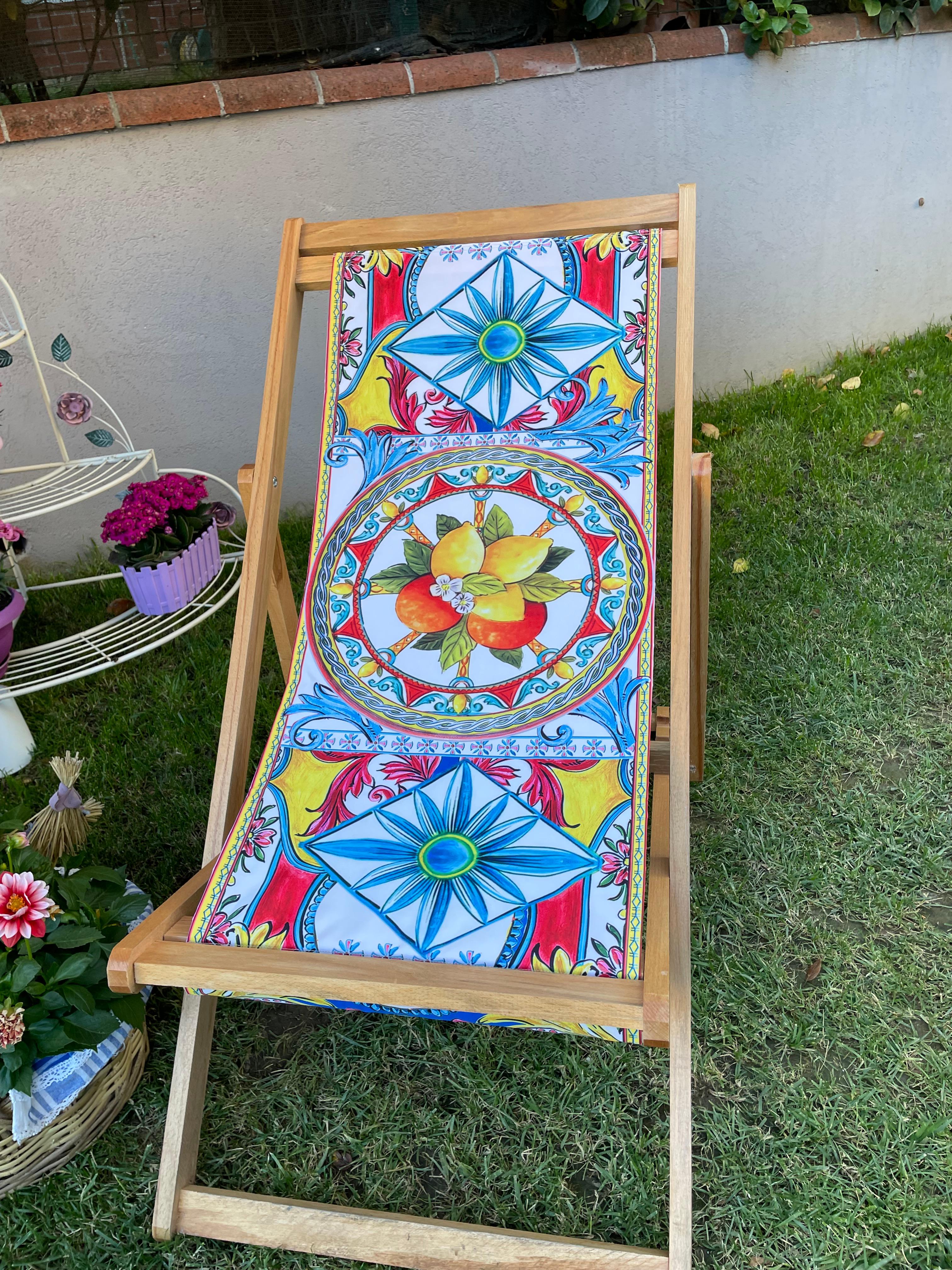 SAN DI MONTE ŞEZLONG - LİMONLU (BEYAZ ZEMİN)