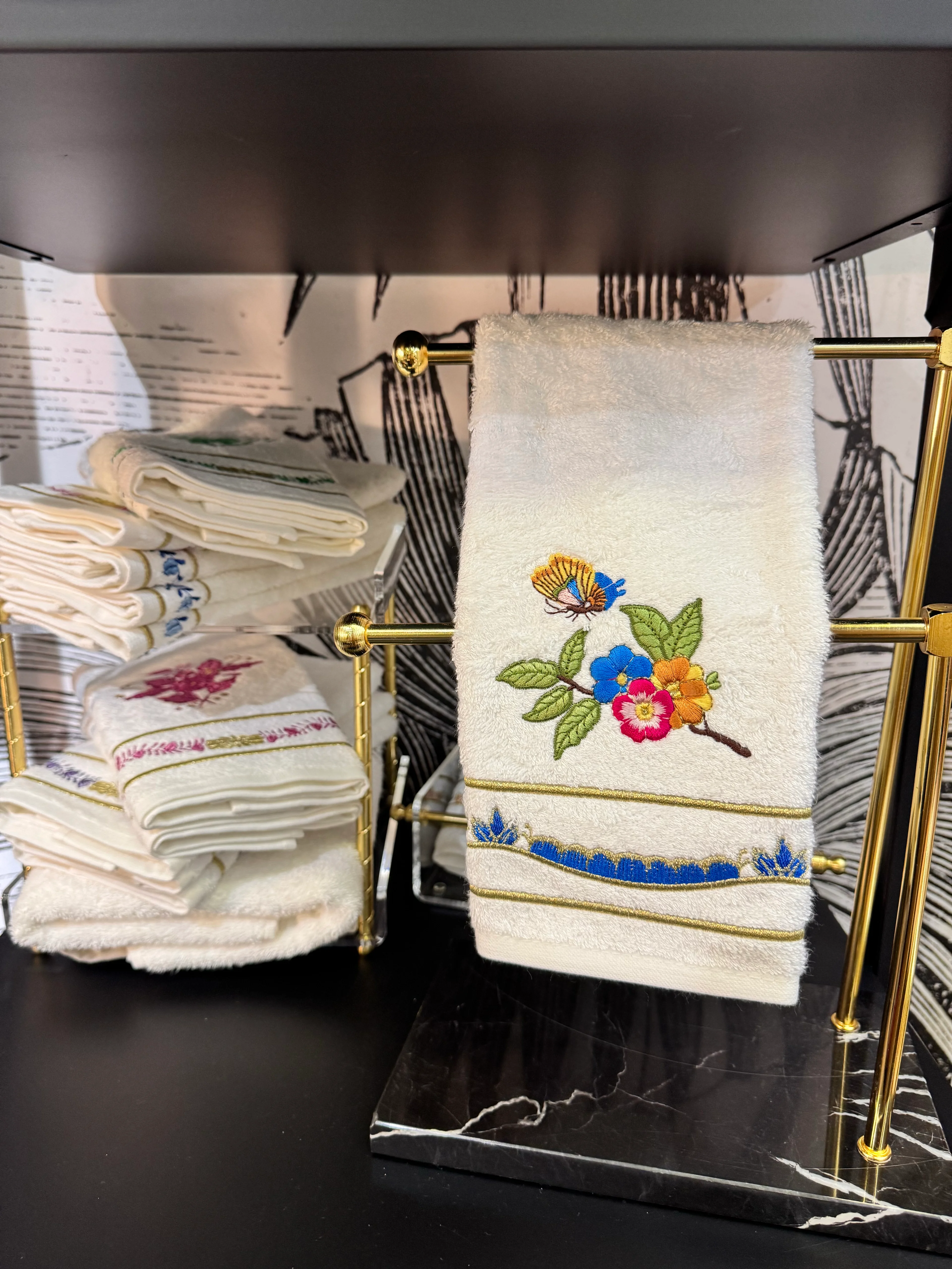 KATE NAKIŞLI HAVLU - SAX MAVİ