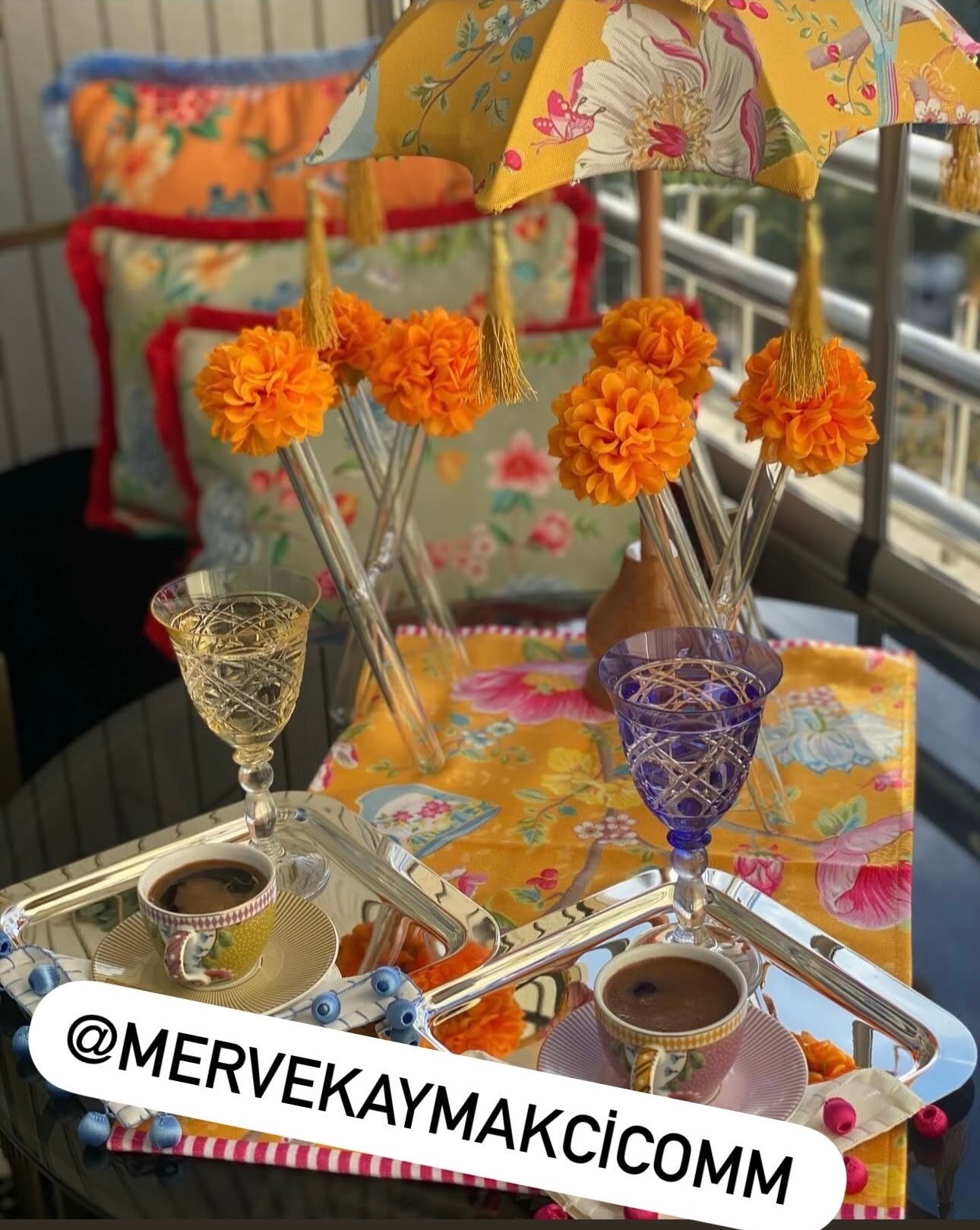 BALİ ŞEMSİYESİ -ÇİÇEK DESEN SARI