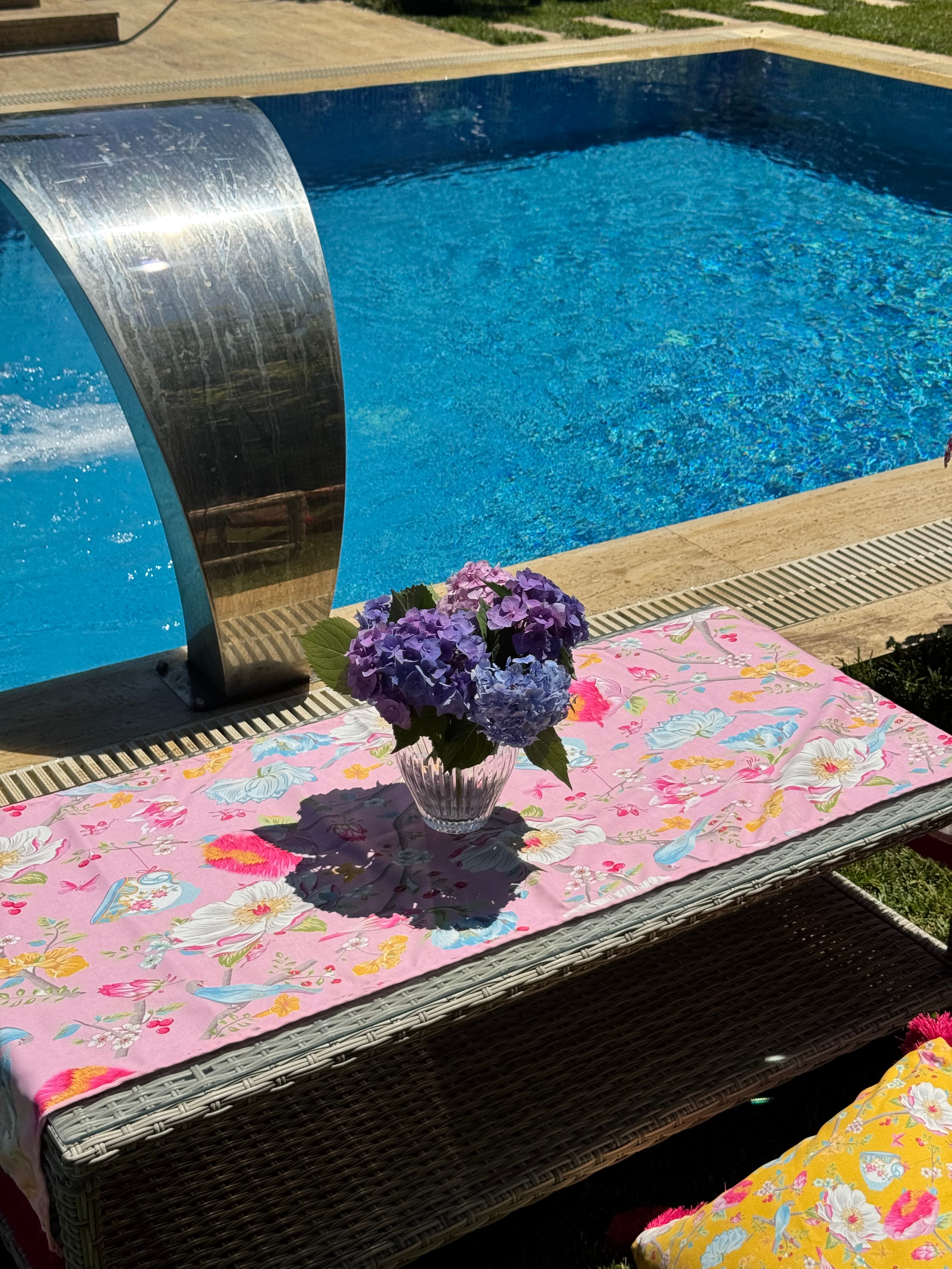 ÇİÇEK DESEN SAÇAKLI RUNNER - PEMBE 