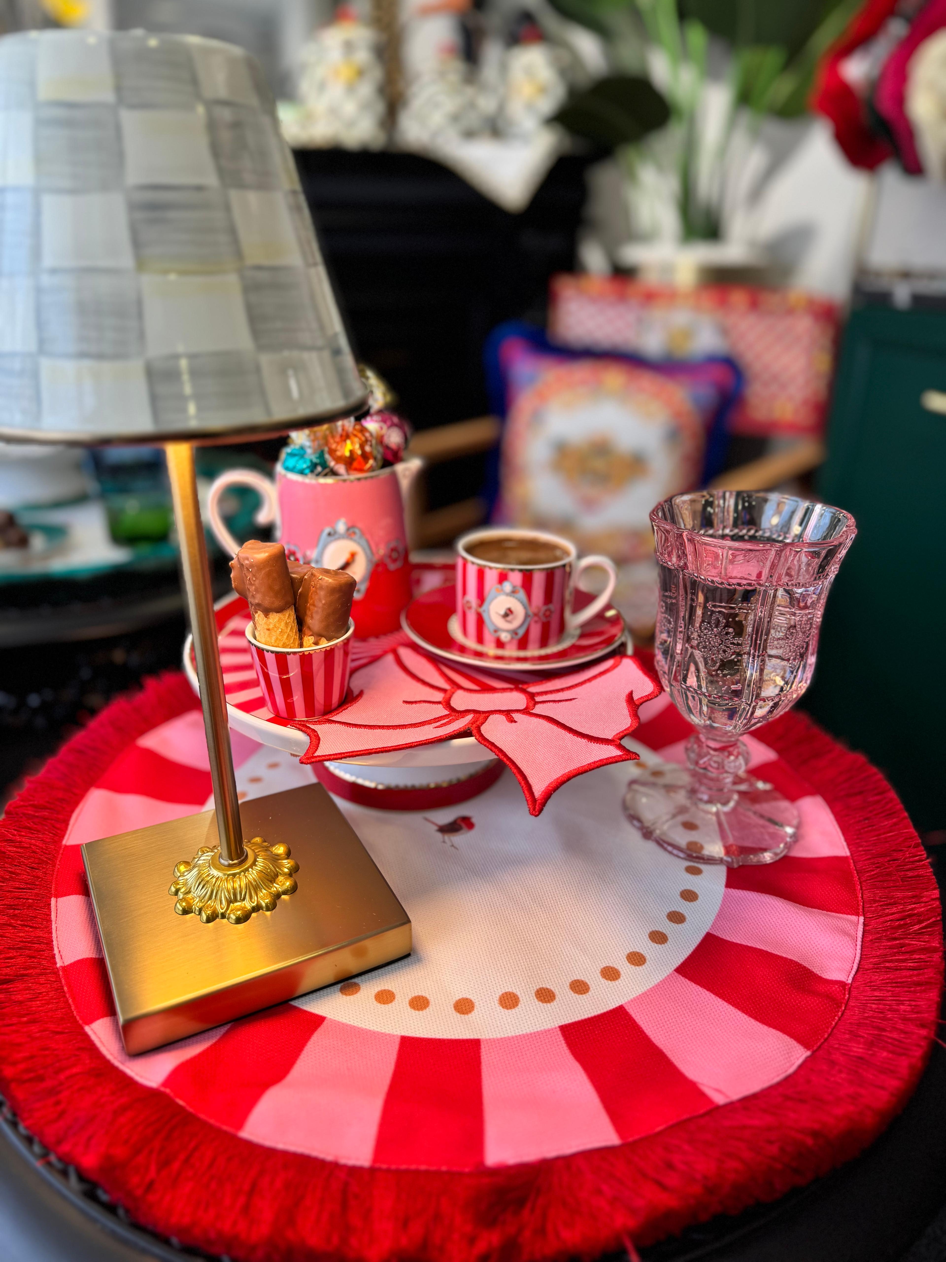 FİYONK MODEL SUNUM PEÇETESİ -PEMBE (KIRMIZI NAKIŞ)