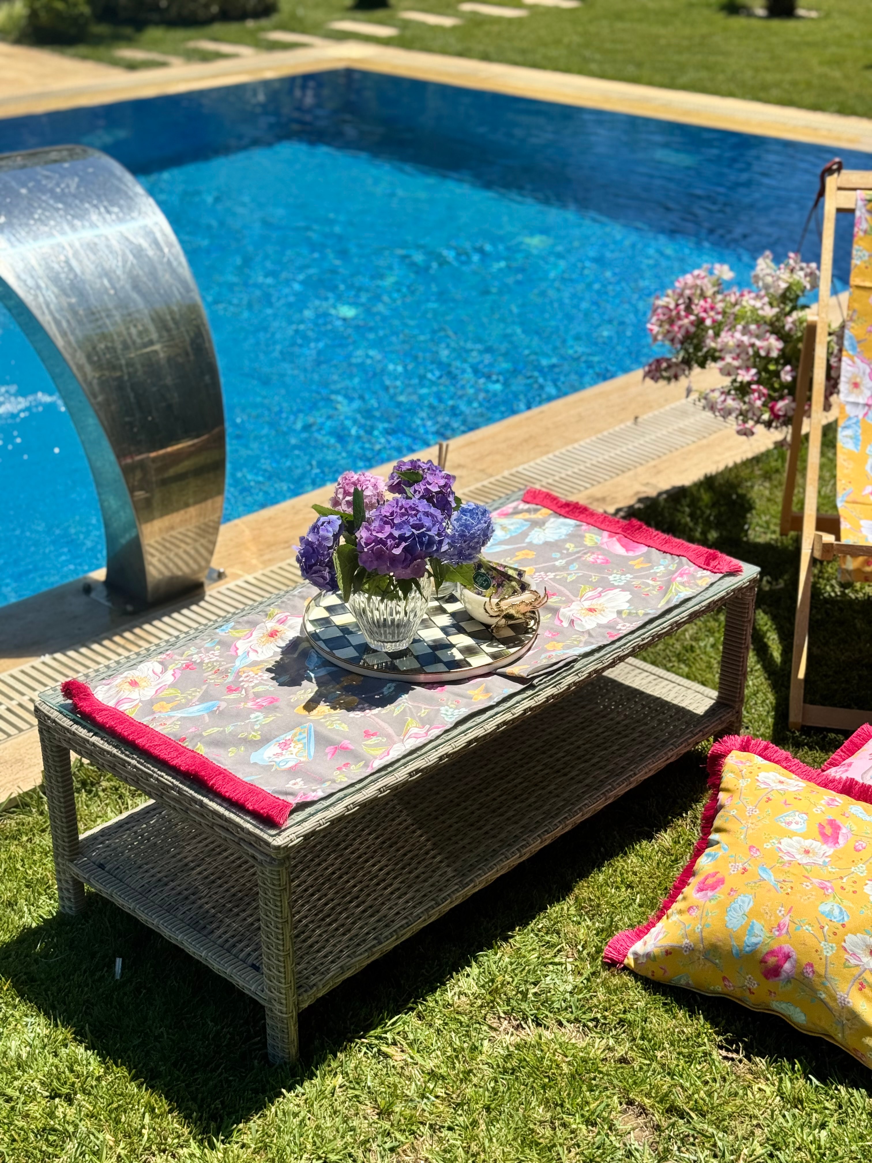 ÇİÇEK DESEN SAÇAKLI RUNNER - BEJ