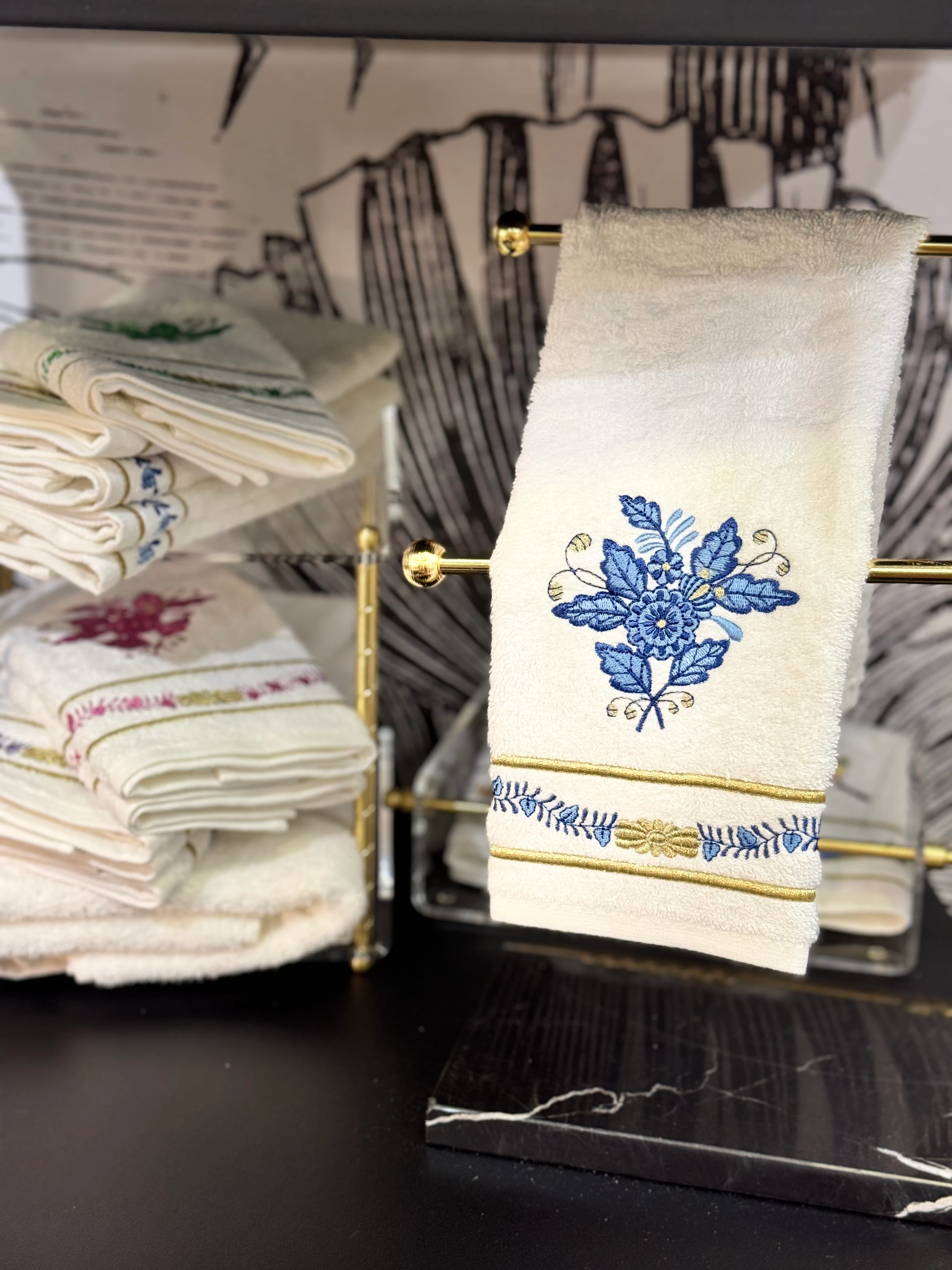 DİANA NAKIŞLI HAVLU - MAVİ 2