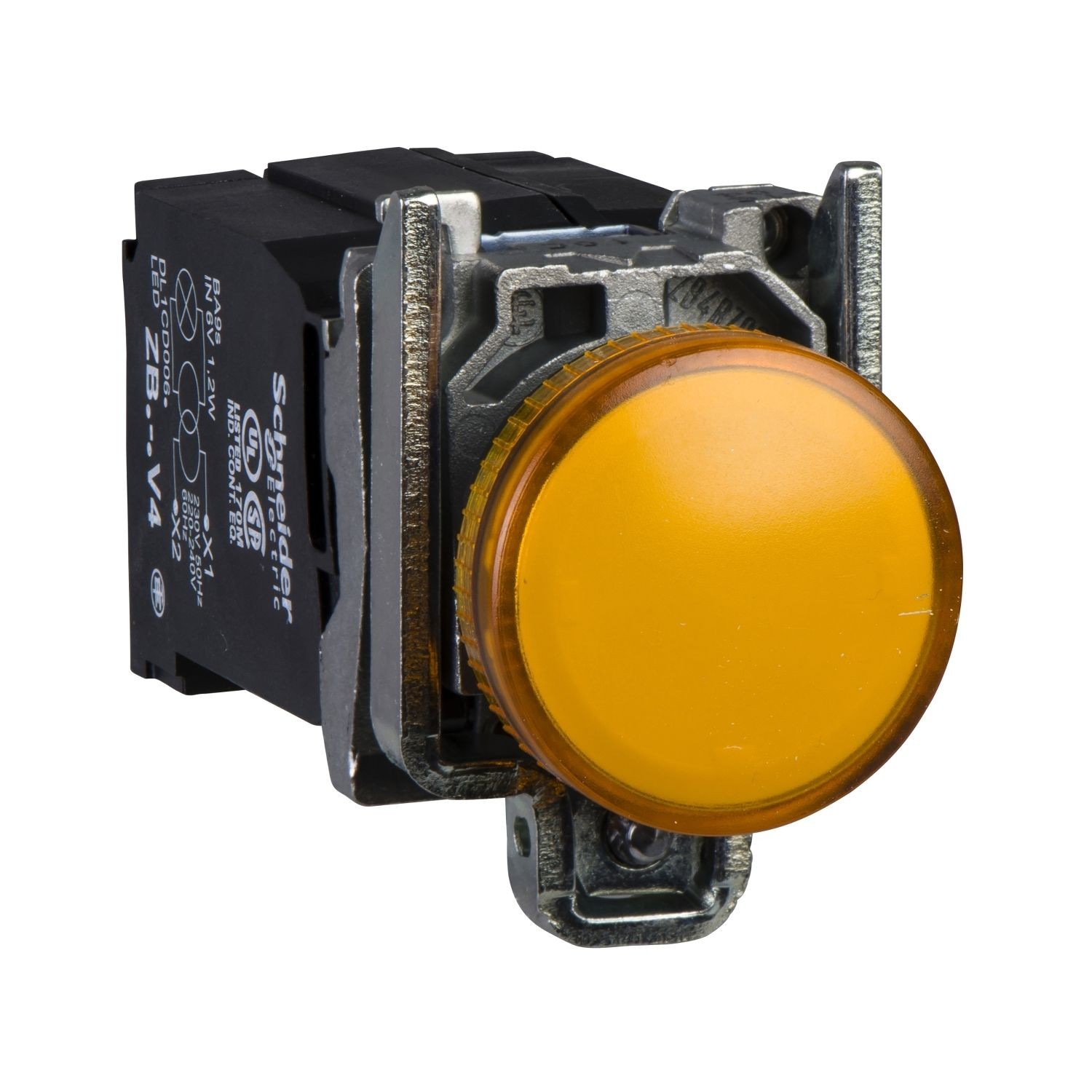 XB4BV45 Pilot light, Harmony XB4, incandescent light, orange, 22mm, with plain lens, BA9s bulb, 230...240V