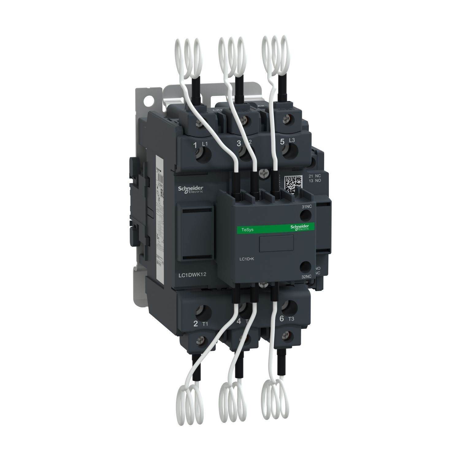 LC1DWK12M7 Capacitor contactor, Tesys Deca, 63kVAR at 400/415V 50Hz, 220V AC 50/60Hz coil, screw clamp terminals