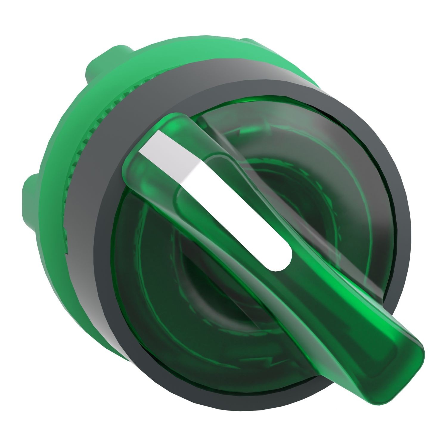 ZB5AK1233 Head for illuminated selector switch, Harmony XB5, Harmony XALF, grey plastic, green handle, 22mm, universal LED, 2 positions