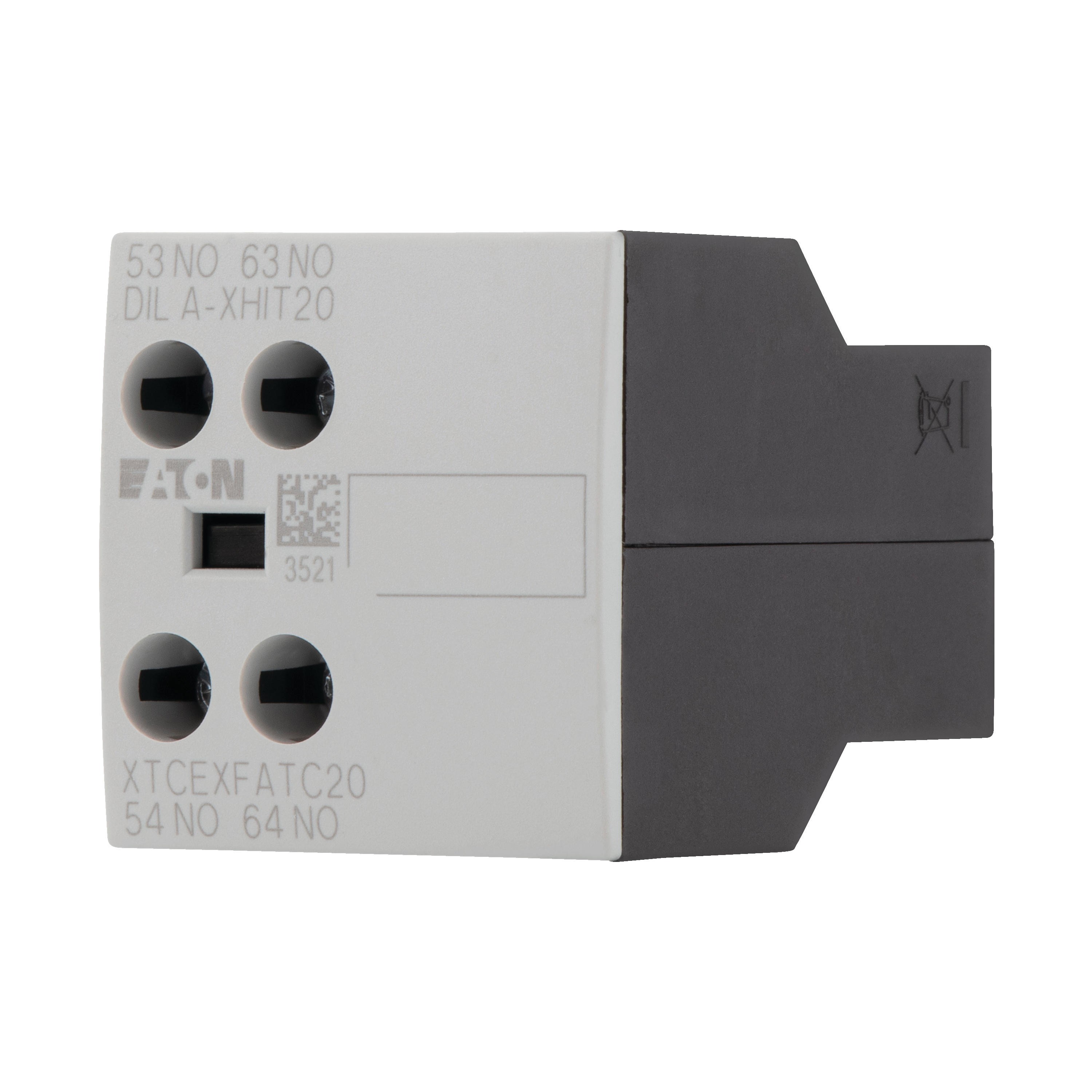 101042 DILA-XHIT20 - Auxiliary contact module, Type: high version, 2 pole, Ith= 16 A, 2 N/O, Front fixing, Screw terminals, MSC