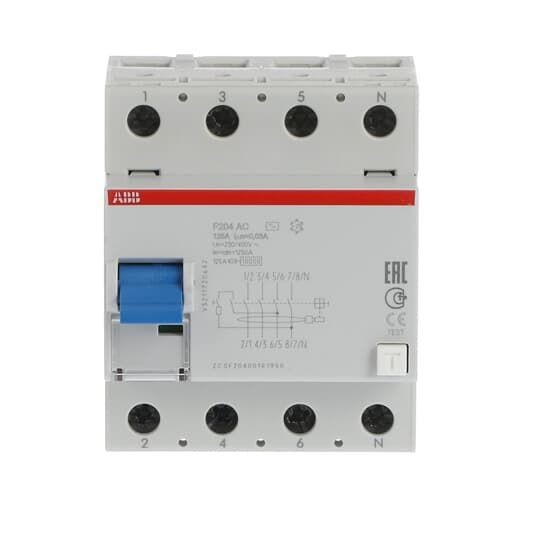 2CSF204001R1950 F204 AC-125/0.03 Residual Current Circuit Breaker 4P AC type 30 mA