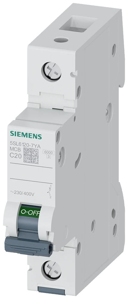 5SL6120-7YA Siemens Miniature circuit breaker 230/400 V 6kA, 1-pole, C, 20 A