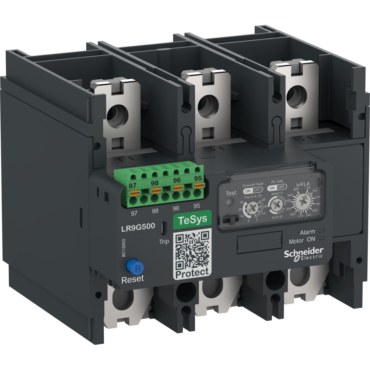 LR9G500 Electronic thermal overload relay,TeSys Giga,125-500 A,class 5E-30E,push-in control connection