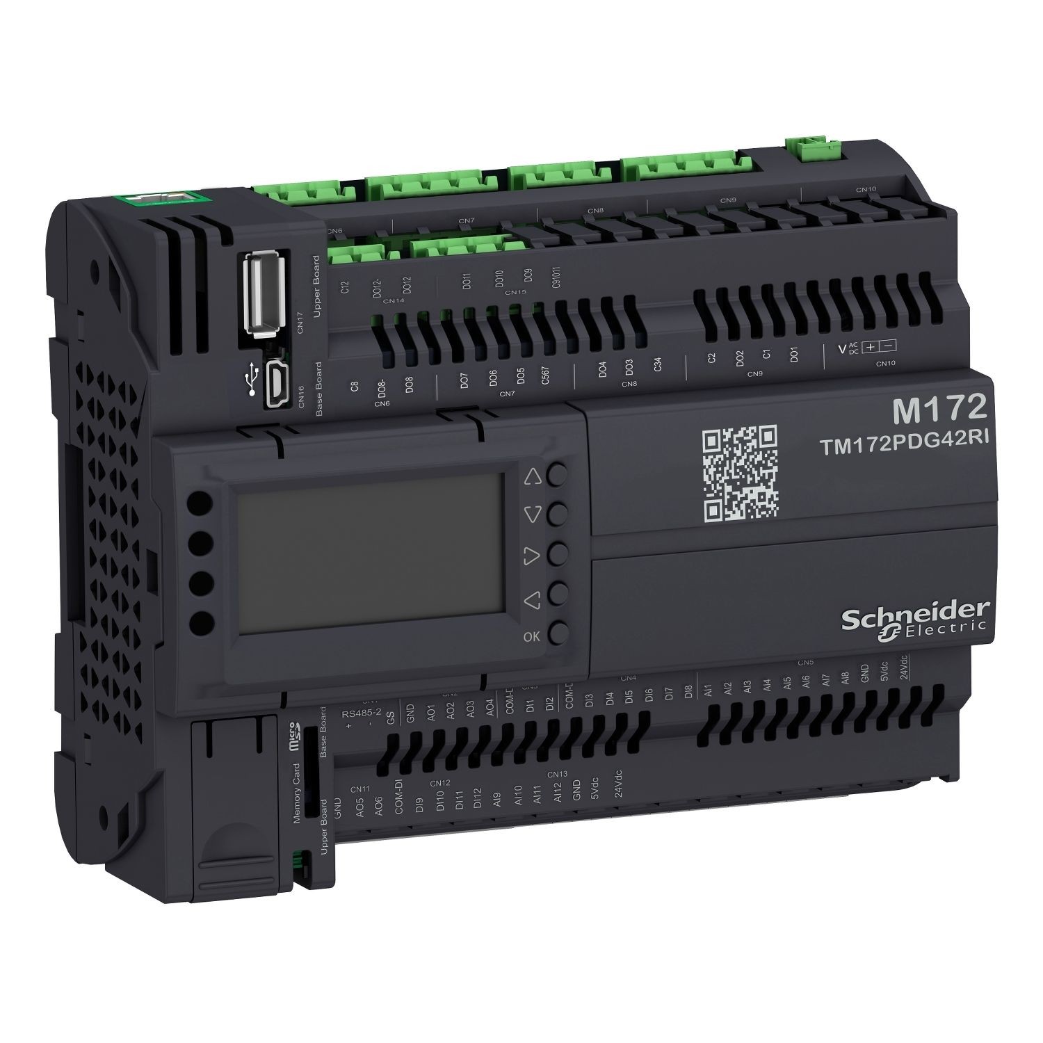 TM172PDG42RI Controller, Modicon M171/M172/M173, performance, display, 42 IO, Ethernet, isolated