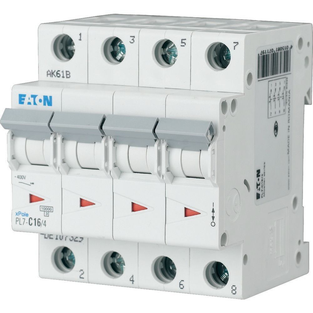 EATON 165173 PL7-C10/4 - Miniature circuit breaker (MCB), 10 A, 4p, characteristic: C