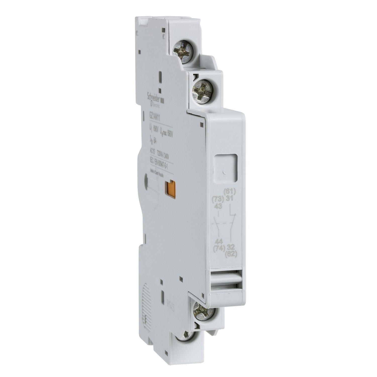 Schneider Electric GZ1AN11 Auxiliary contact block,Easy TeSys Power,1NO+1NC,mounted on left hand side