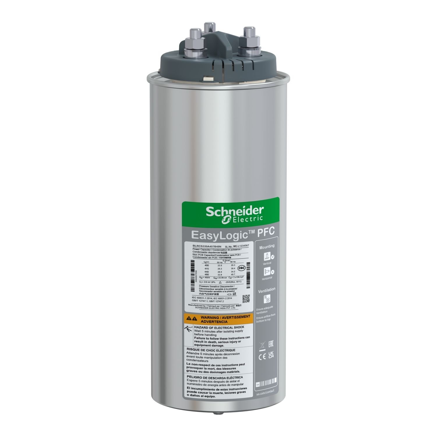 Schneider BLRCS339A407B48 Easycan 480V 33.9/40.7kVAR 50/60Hz Kondansatör