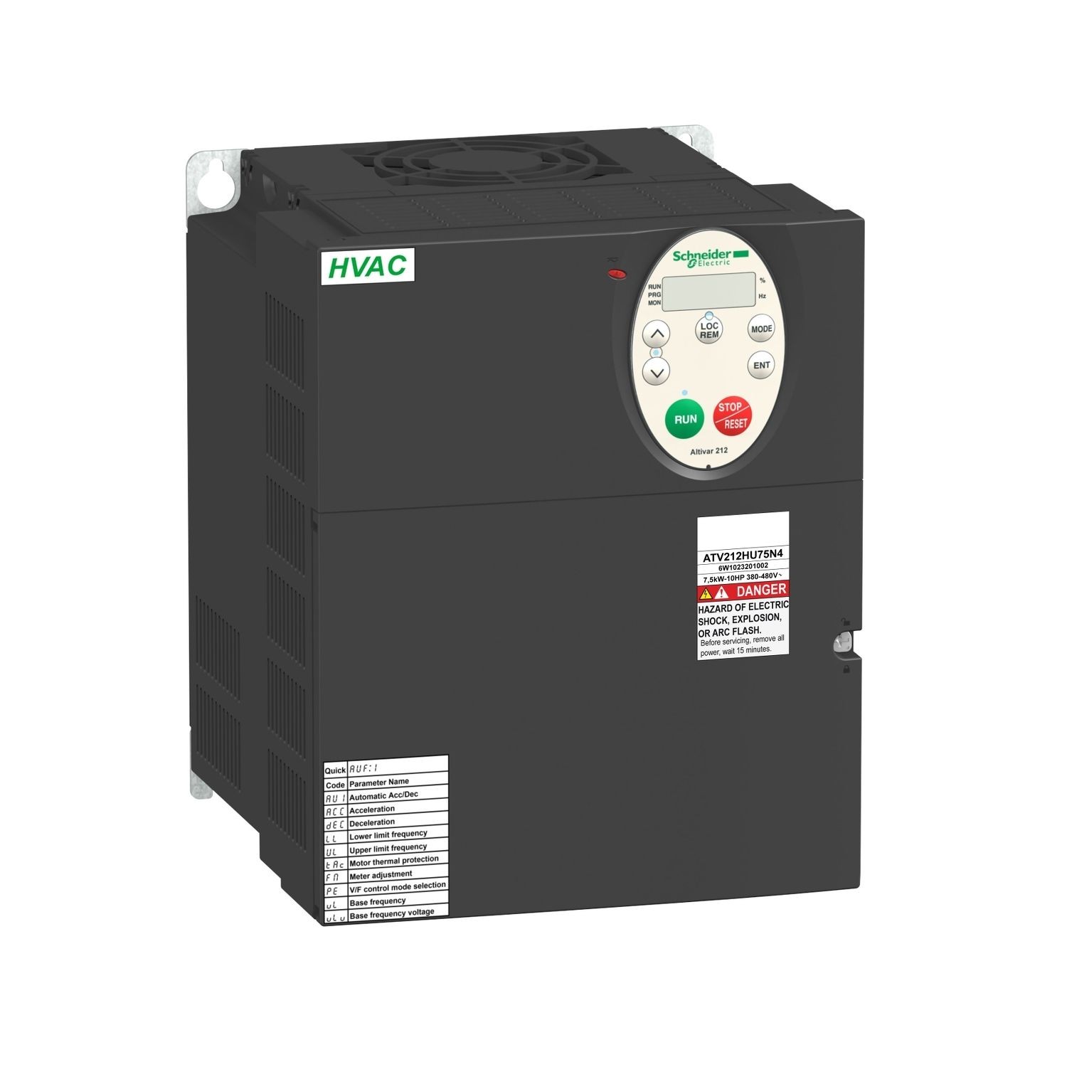 ATV212HU75N4 variable speed drive, Altivar 212, 7.5kW, 10hp, 480V, 3 phases, with EMC, IP21