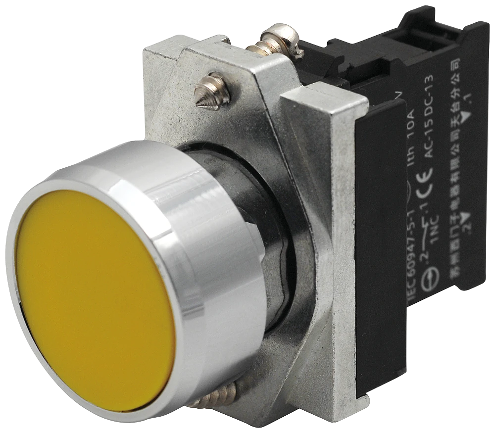 3SB6160-0AB20-1CA0 Siemens Combinaison d'unité complète 22 mm métal brillant bouton-poussoir rond momentané avec bouton plat avec support borne à vis, 1 NC rouge