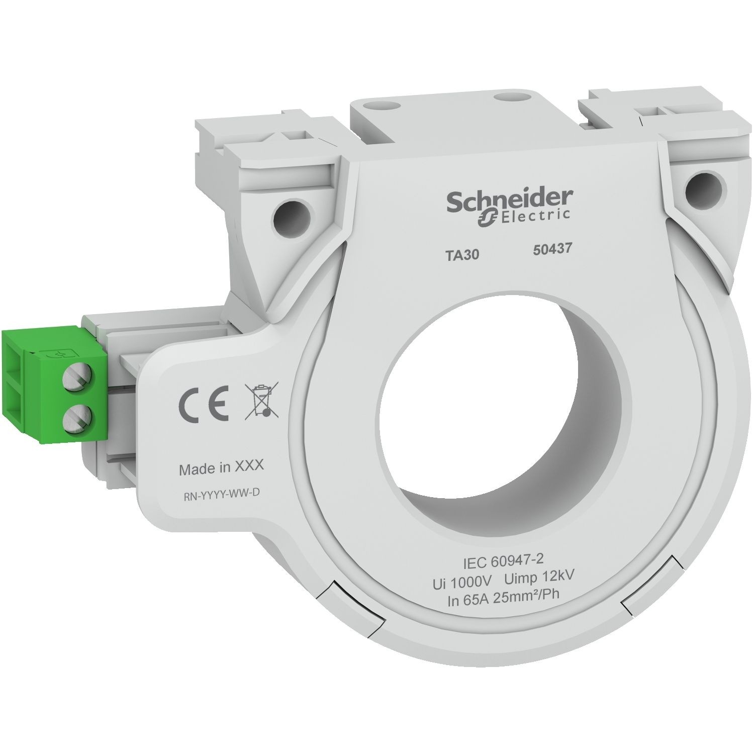 Schneider Electric 50437 Closed toroid A type, VigiPacT, Vigilohm, TA30, inner diameter 30mm, rated current 65A