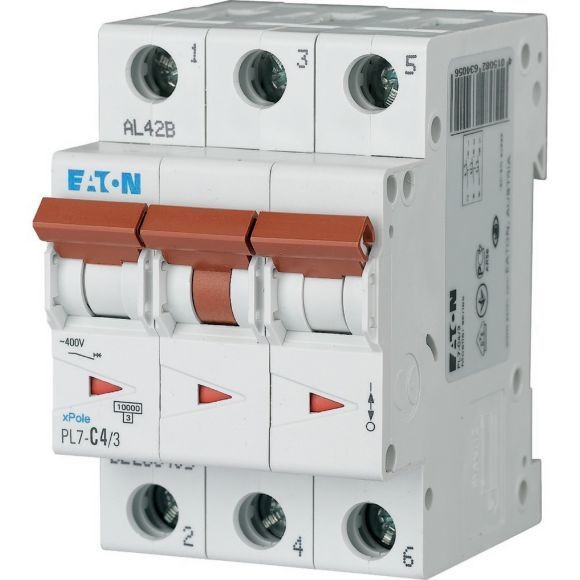 EATON 116709 PL7-B4/3 - Miniature circuit breaker (MCB), 4 A, 3p, characteristic: B