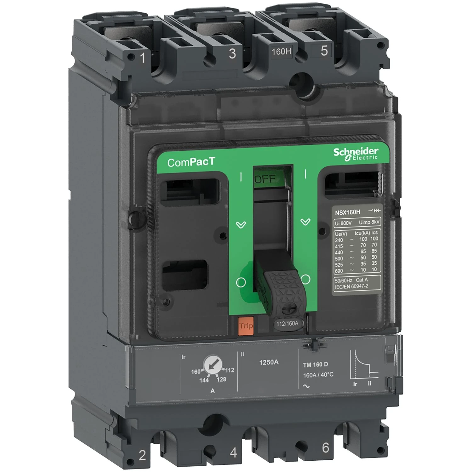 C10F3TM100 Circuit breaker, ComPacT NSX100F, 36kA/415VAC, 3 poles, TMD trip unit 100A