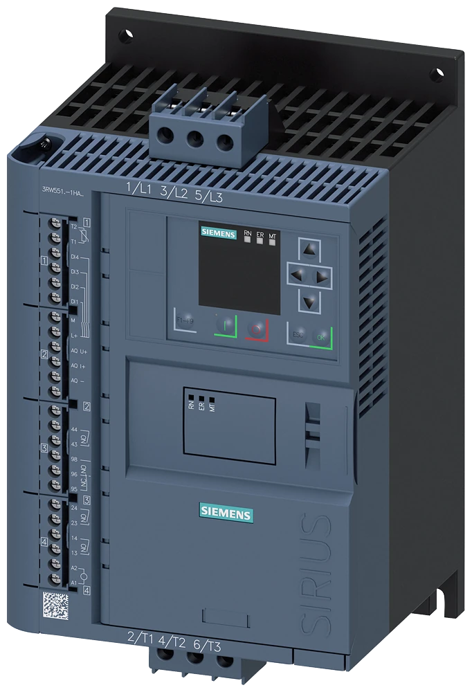 3RW5517-1HA14 Siemens Démarreur progressif SIRIUS 200-480 V 38 A, 110-250 V CA Bornes à vis