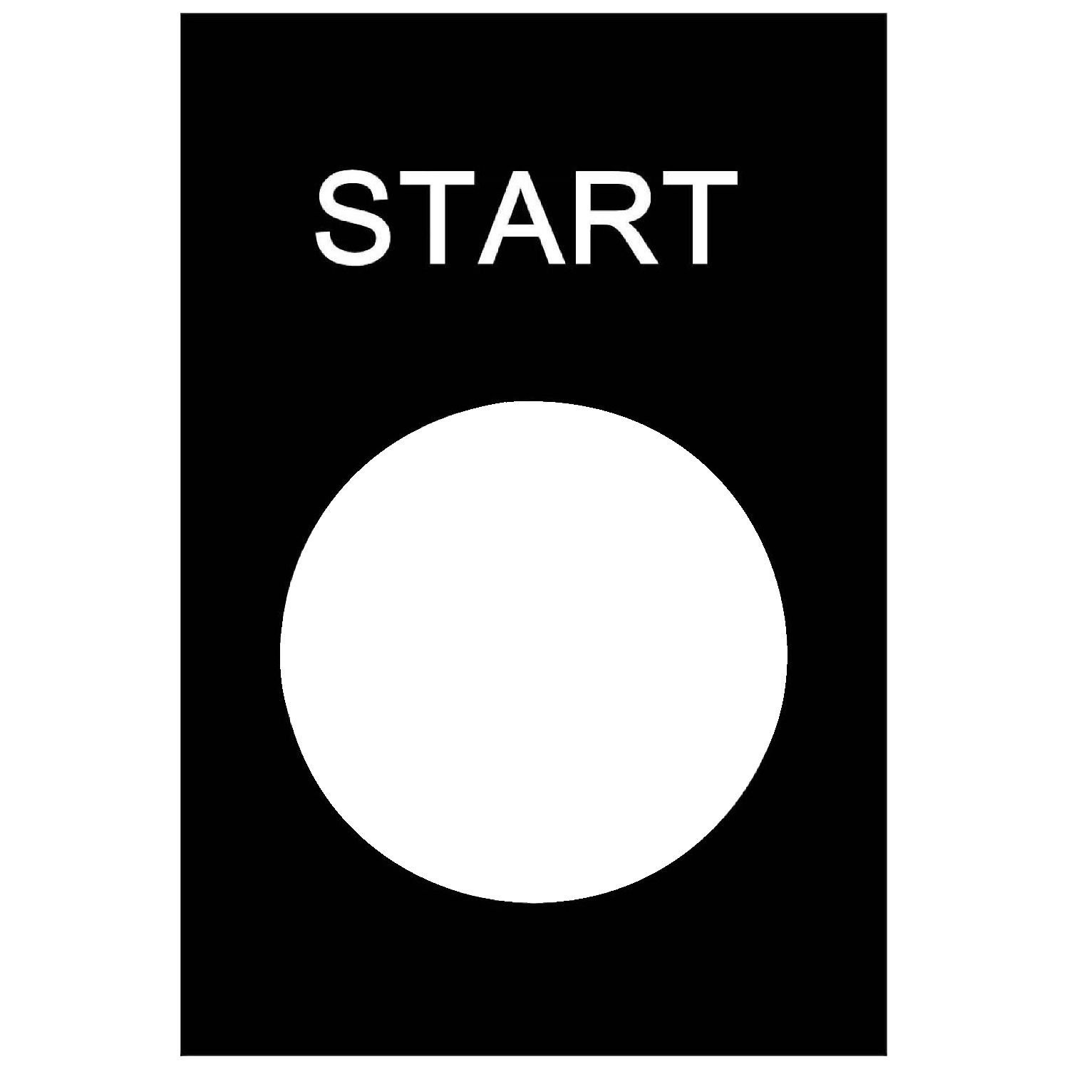 ZB2BY2303 Marked legend, Harmony XAC, nameplate, 30x40mm, plastic, black, 22mm push button, white marked START