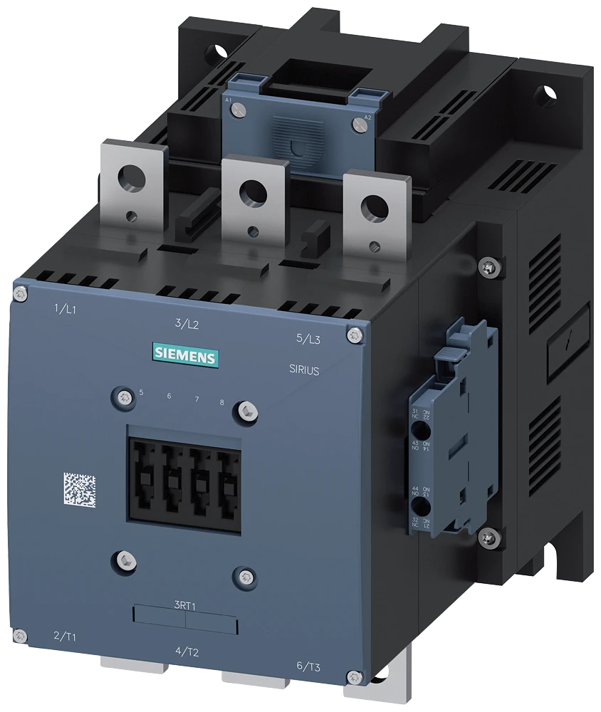 3RT1075-6AP36 power contactor, AC-3e/AC-3 400 A, 200 kW / 400 V AC (50-60 Hz) / DC Uc: 220-240 V 3-pole, auxiliary contacts 2 NO + 2 NC drive: conventional main circuit: busbar control and auxiliary circuit: screw terminal
