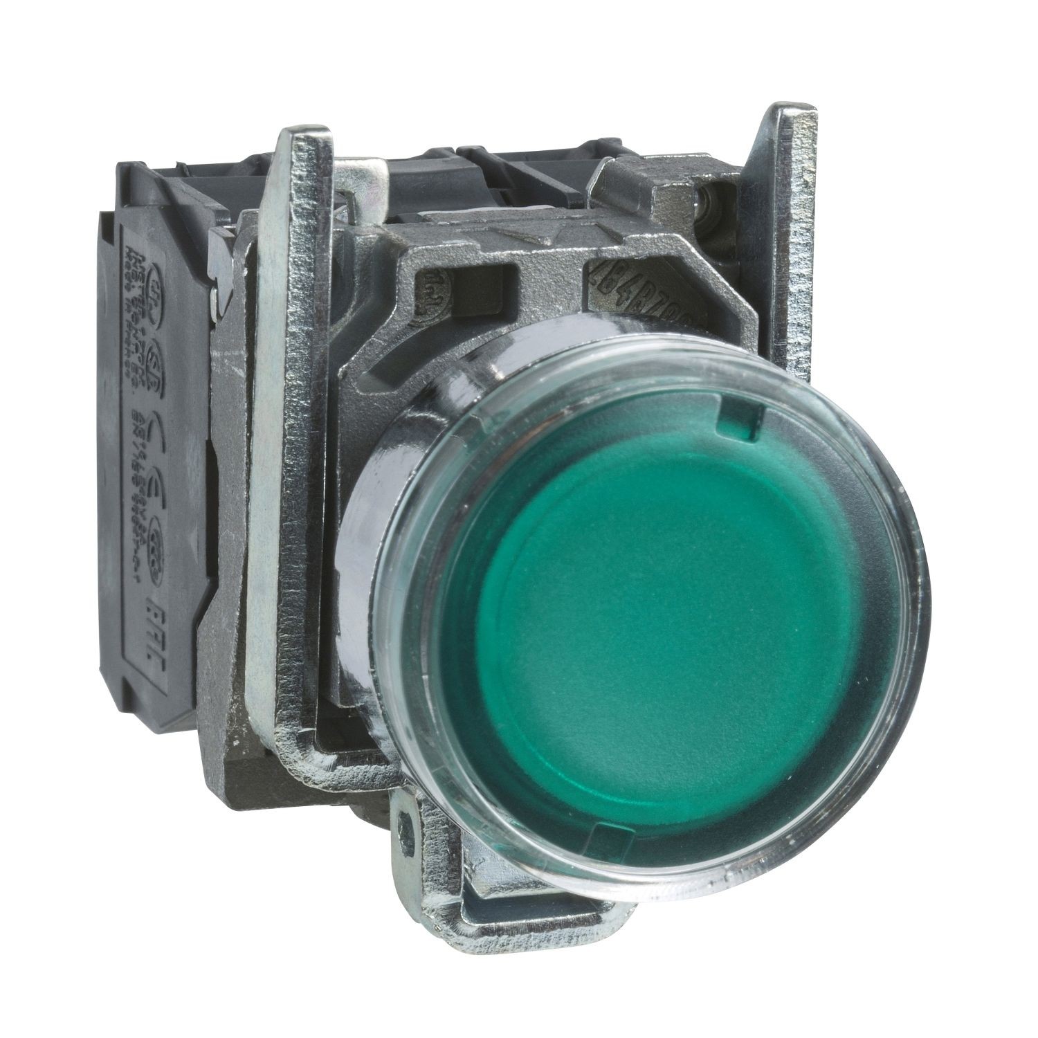 XB4BW3365 Illuminated push button, Harmony XB4, metal, flush, green, 22mm, spring return, lt 250V, 1NO+1NC