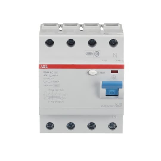 2CSF204001R3800 F204 AC-80/0.3 Residual Current Circuit Breaker 4P AC type 300 mA