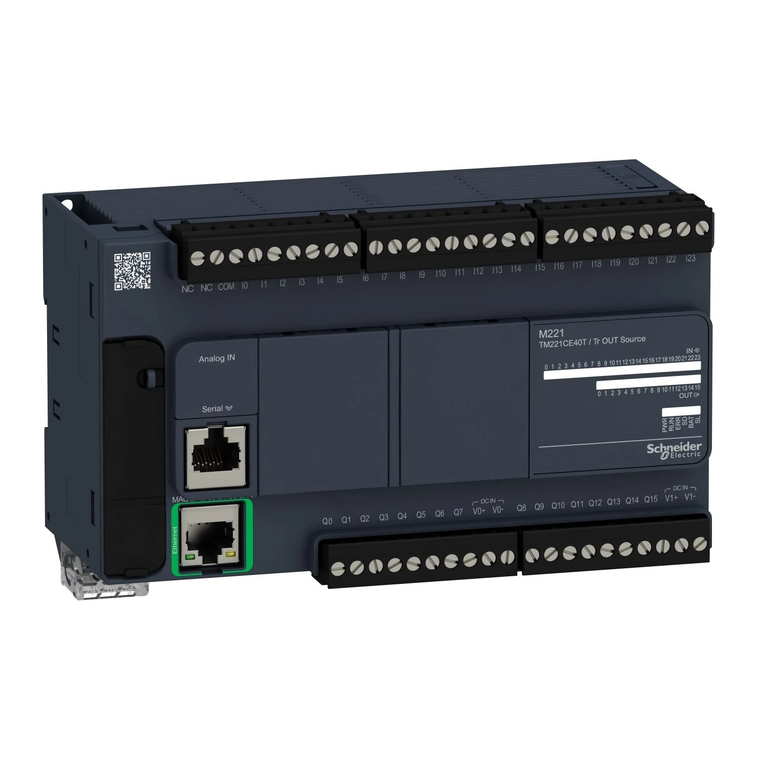 TM221CE40T Schneider Electric logic controller, Modicon M221, 40 IO, transistor, PNP, Ethernet