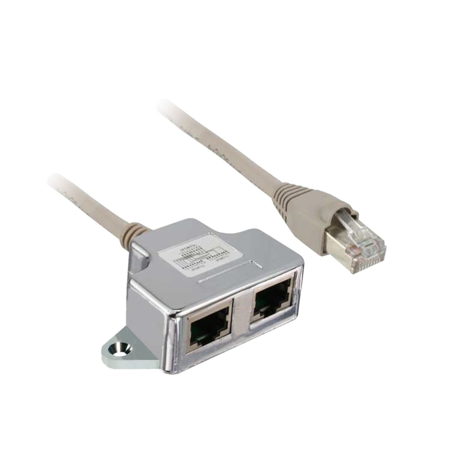 VW3A8306TF03 Modbus T tap off, Zelio Logic, 1 x RJ45 male and 2 x RJ45 female, cable 0.3m