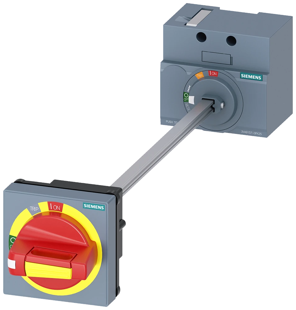 3VA9157-0FK25 door mounted rotary operator EMERGENCY OFF IEC IP65 with door interlock accessory for: 3VA10/11